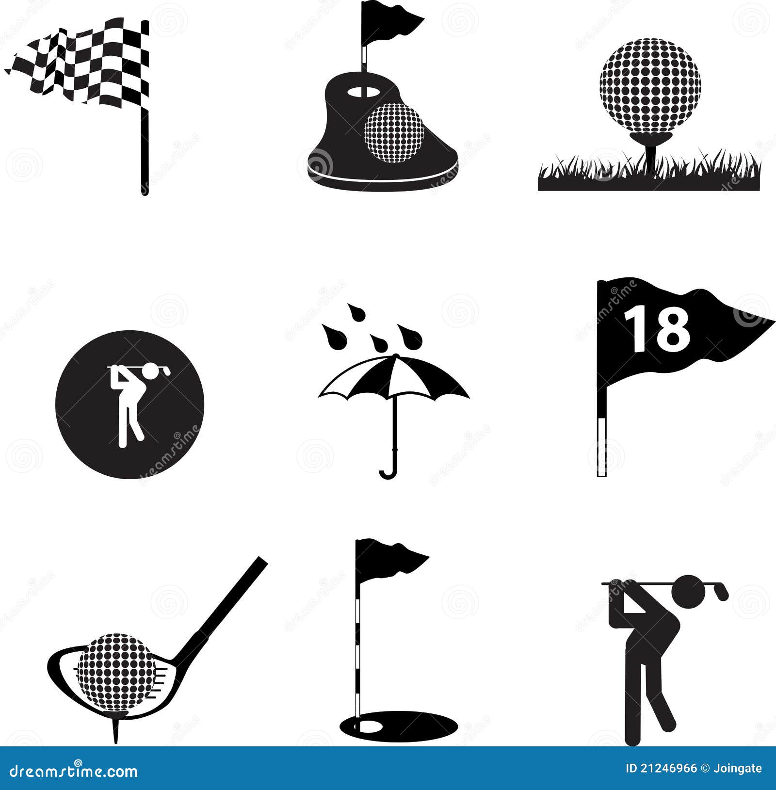 Download Golf icon set on black stock vector. Illustration of club - 21246966