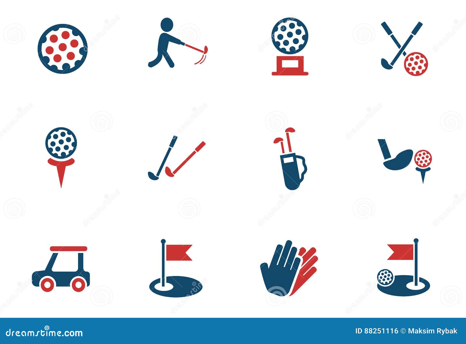 Golf icon set stock vector. Illustration of play, icons - 88251116