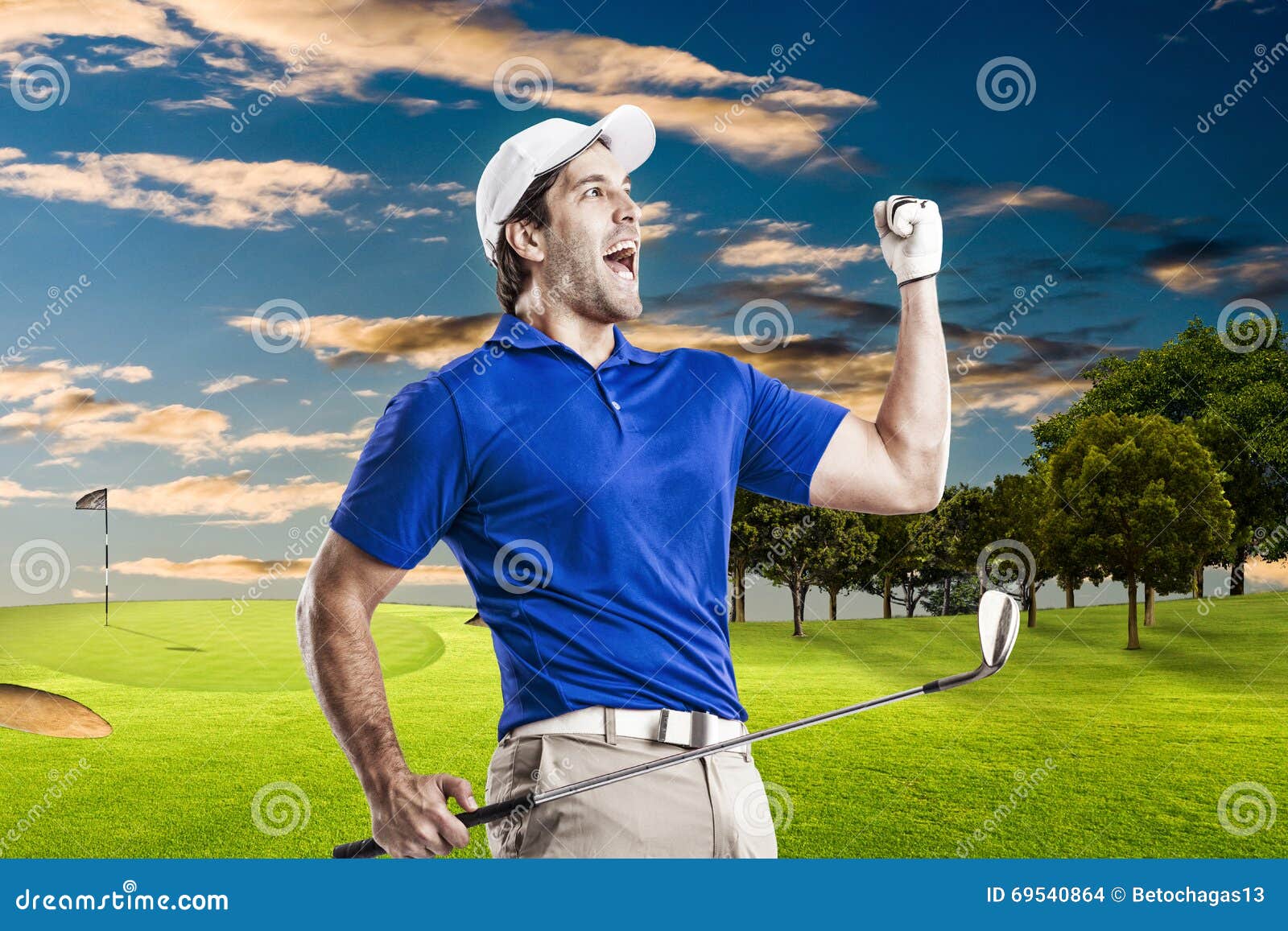 Golf Player stock photo. Image of golfer, blue, ball - 69540864