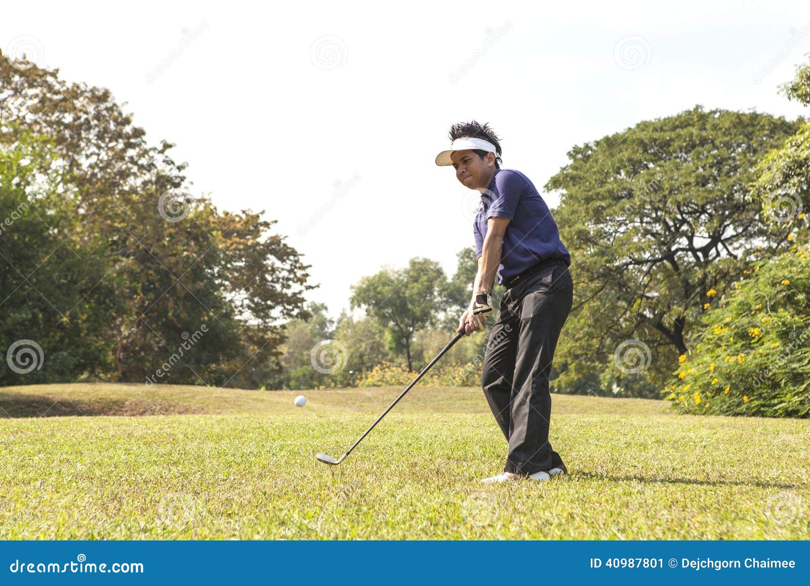 Golf Player Pitching Golf Ball in the Air. Stock Image Image of club