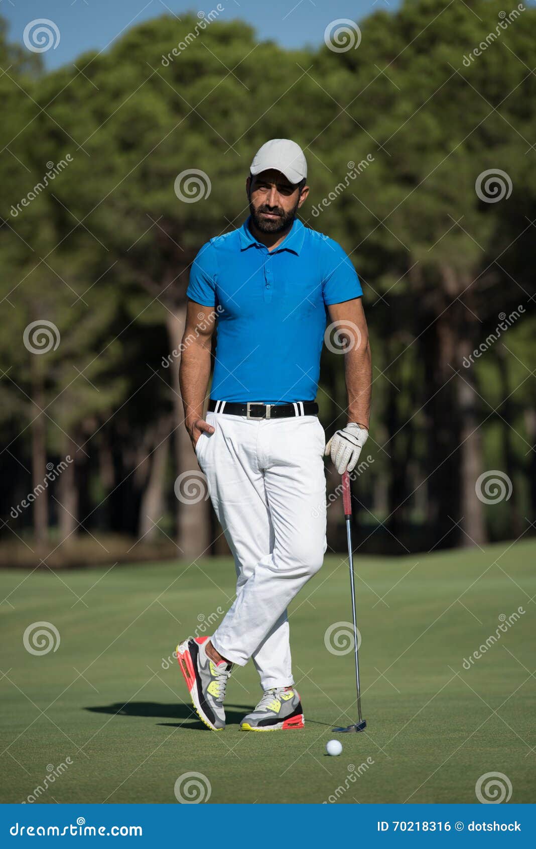 Golf Player Portrait at Course Stock Photo - Image of background ...