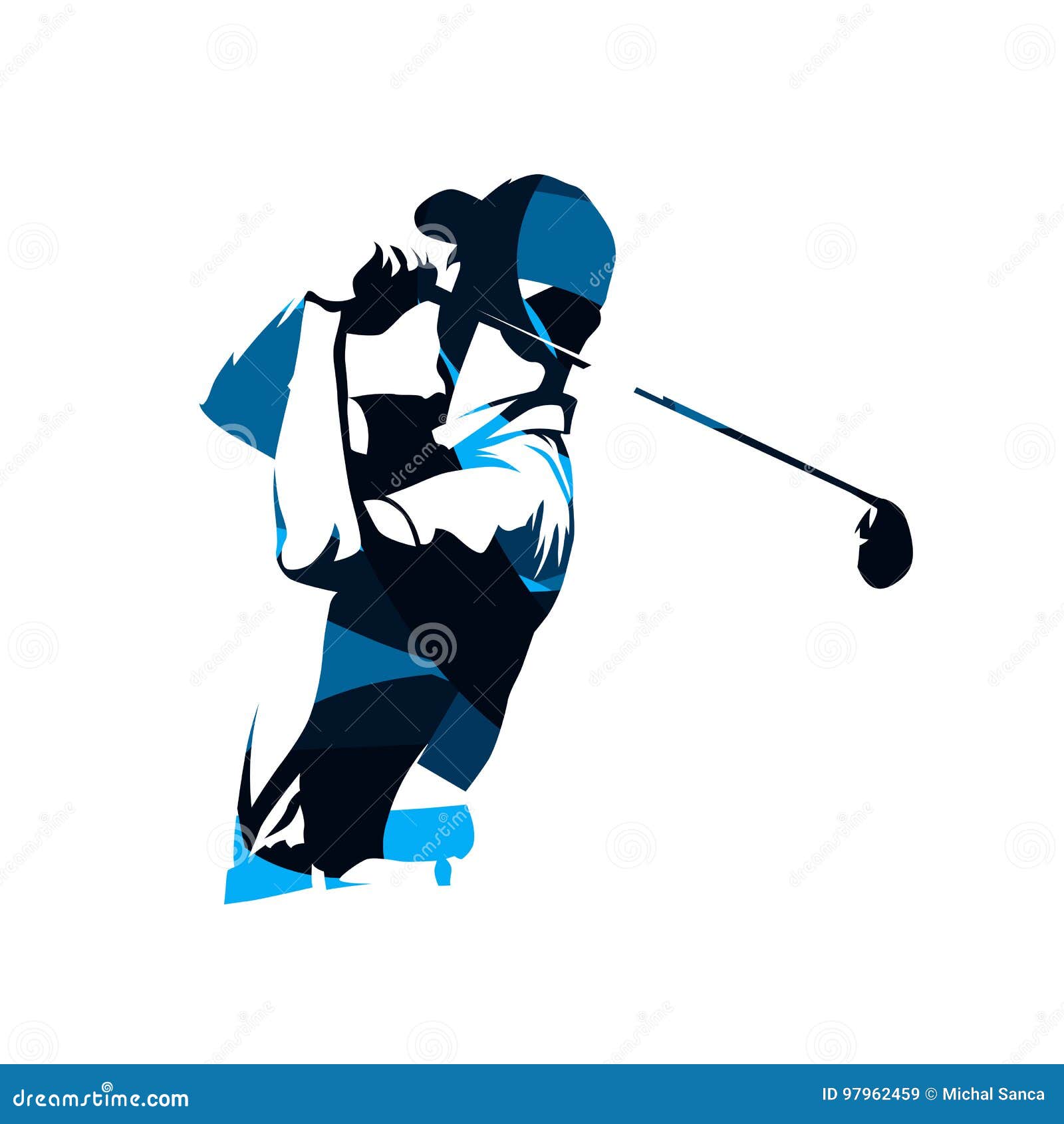 golf player  logo, abstract blue silhouette