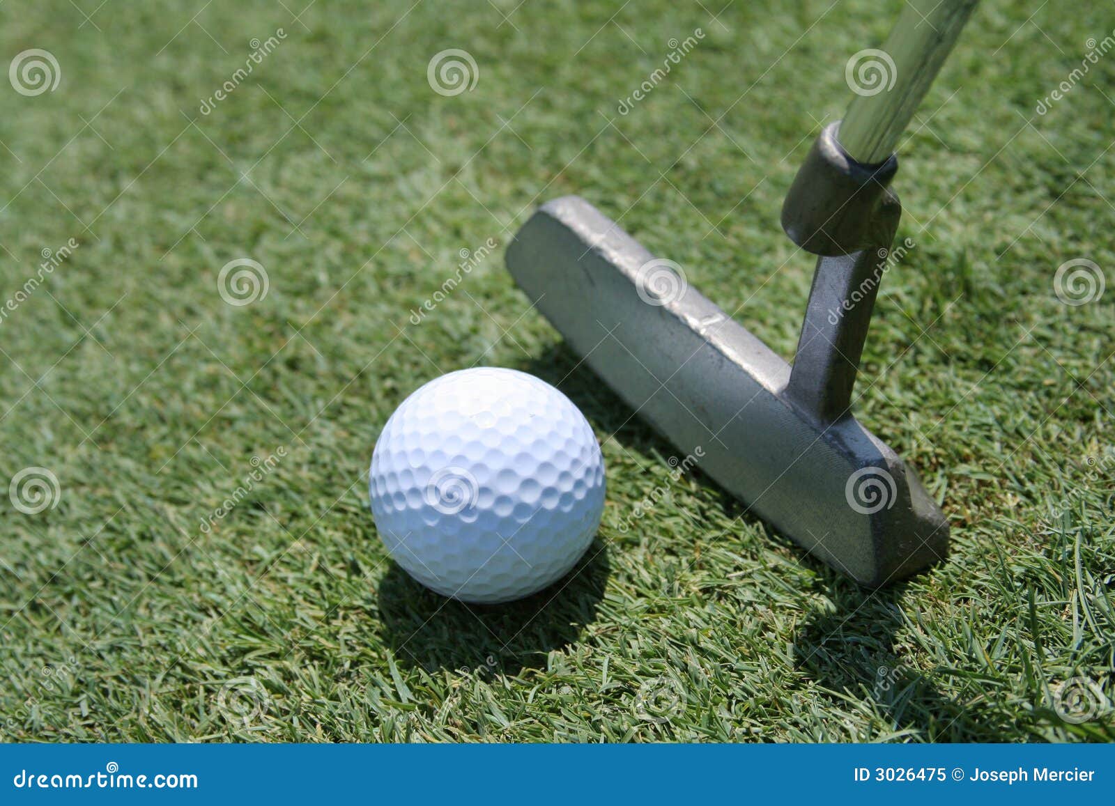 golf putter, ball and green