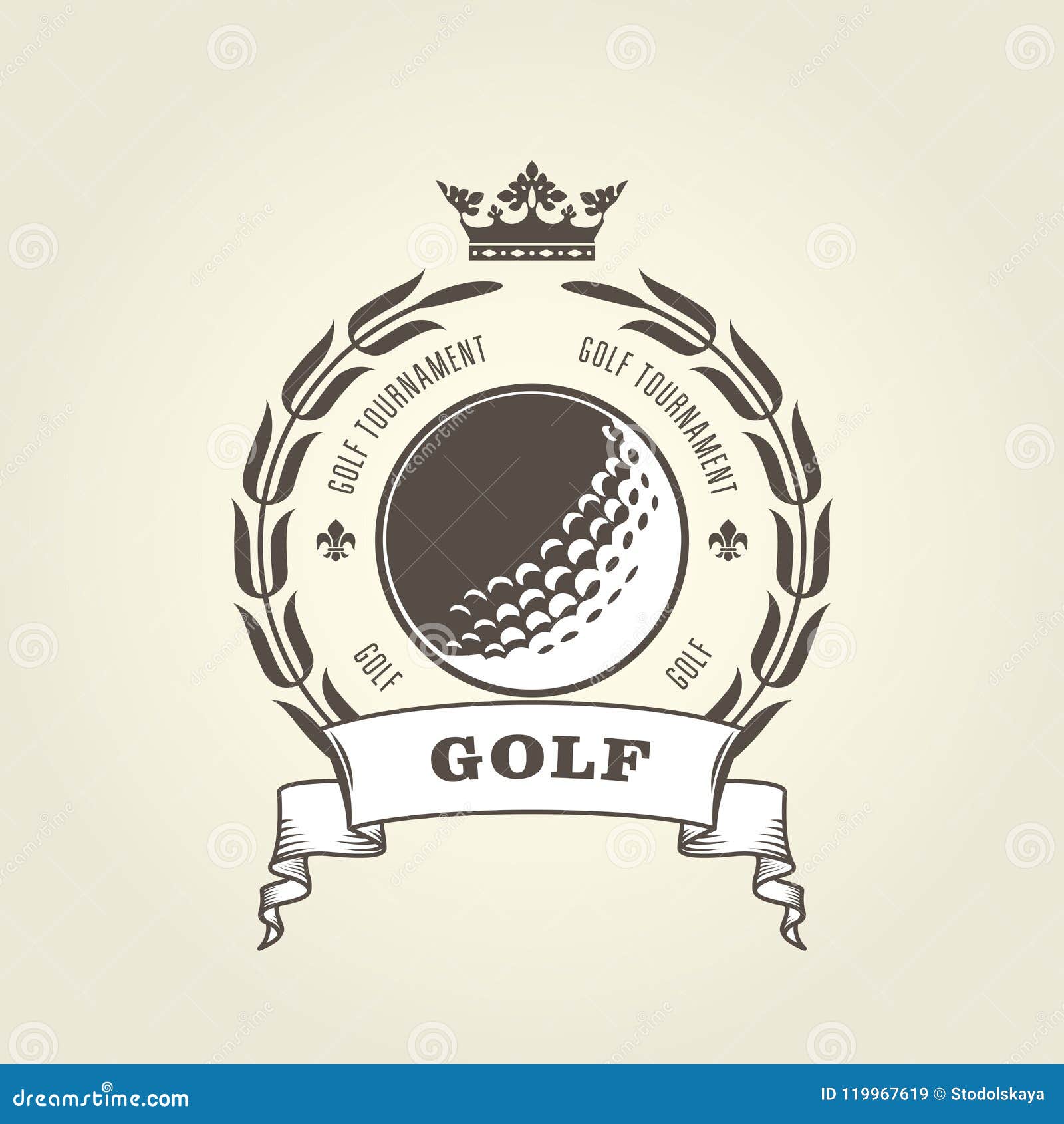 golf tournament emblem or blazon - golf ball