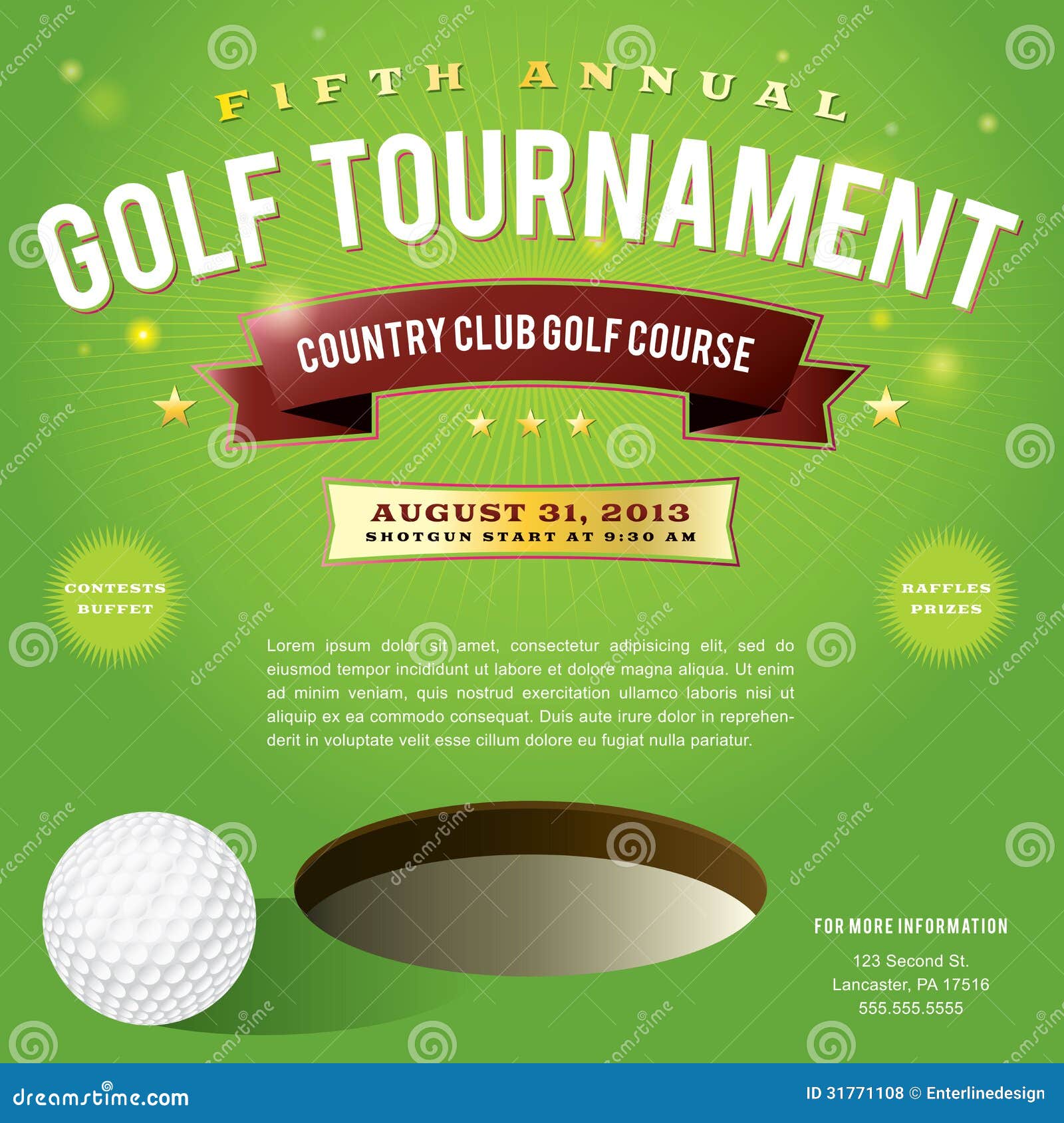 Golf Tournament Invitation Design Stock Vector Illustration of poster
