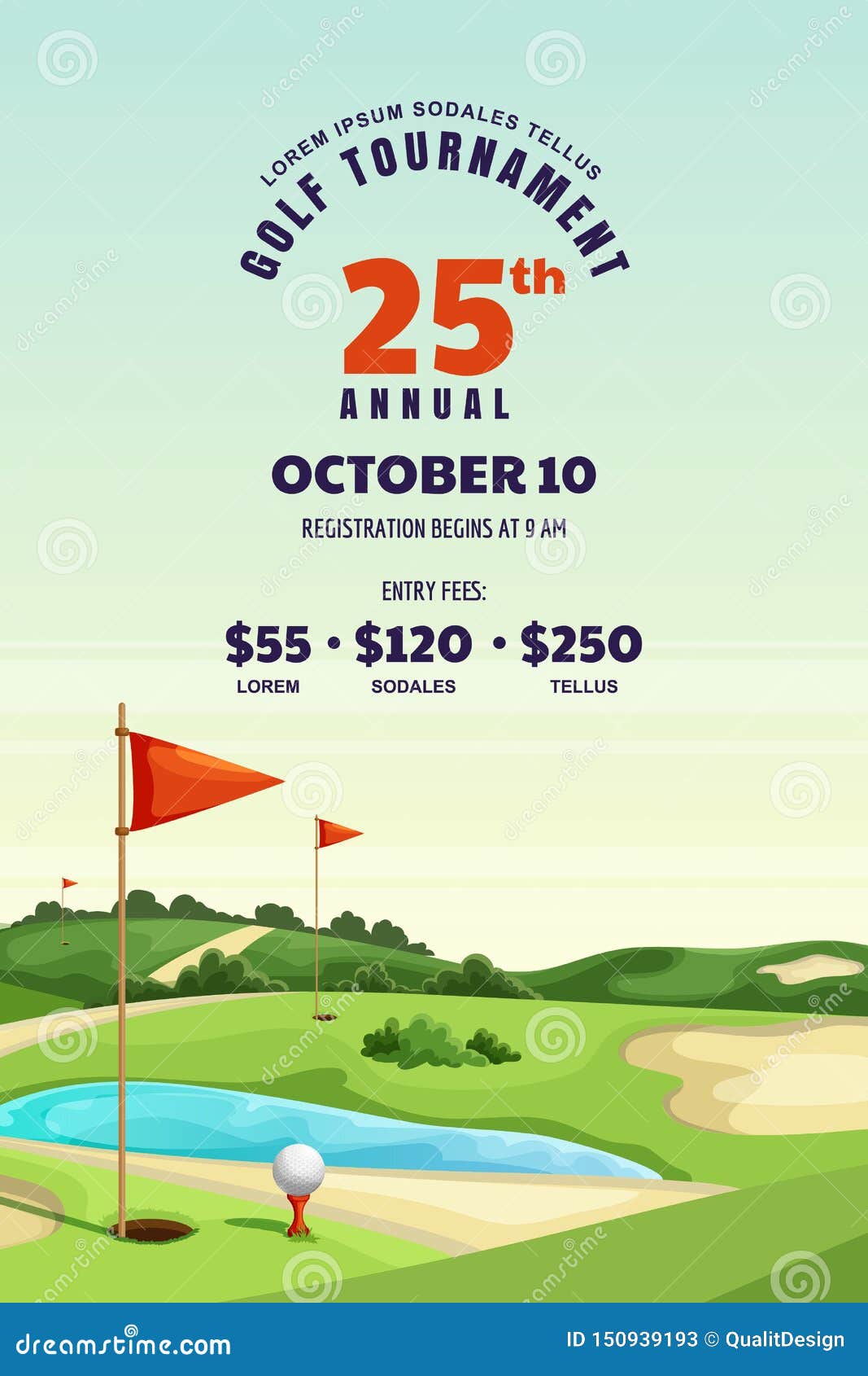 Golf tournament flyer design template Royalty Free Vector