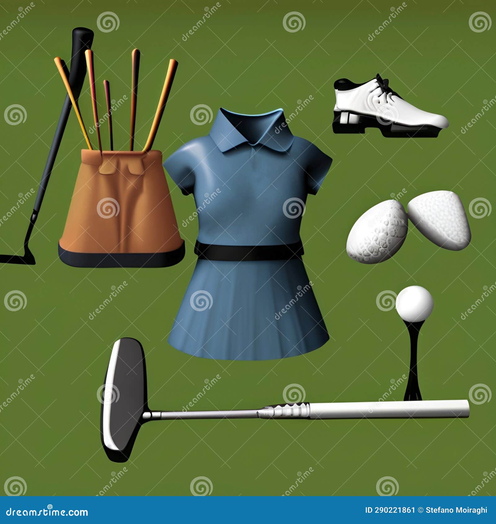 golf uniforme dress kit funny illustrazione