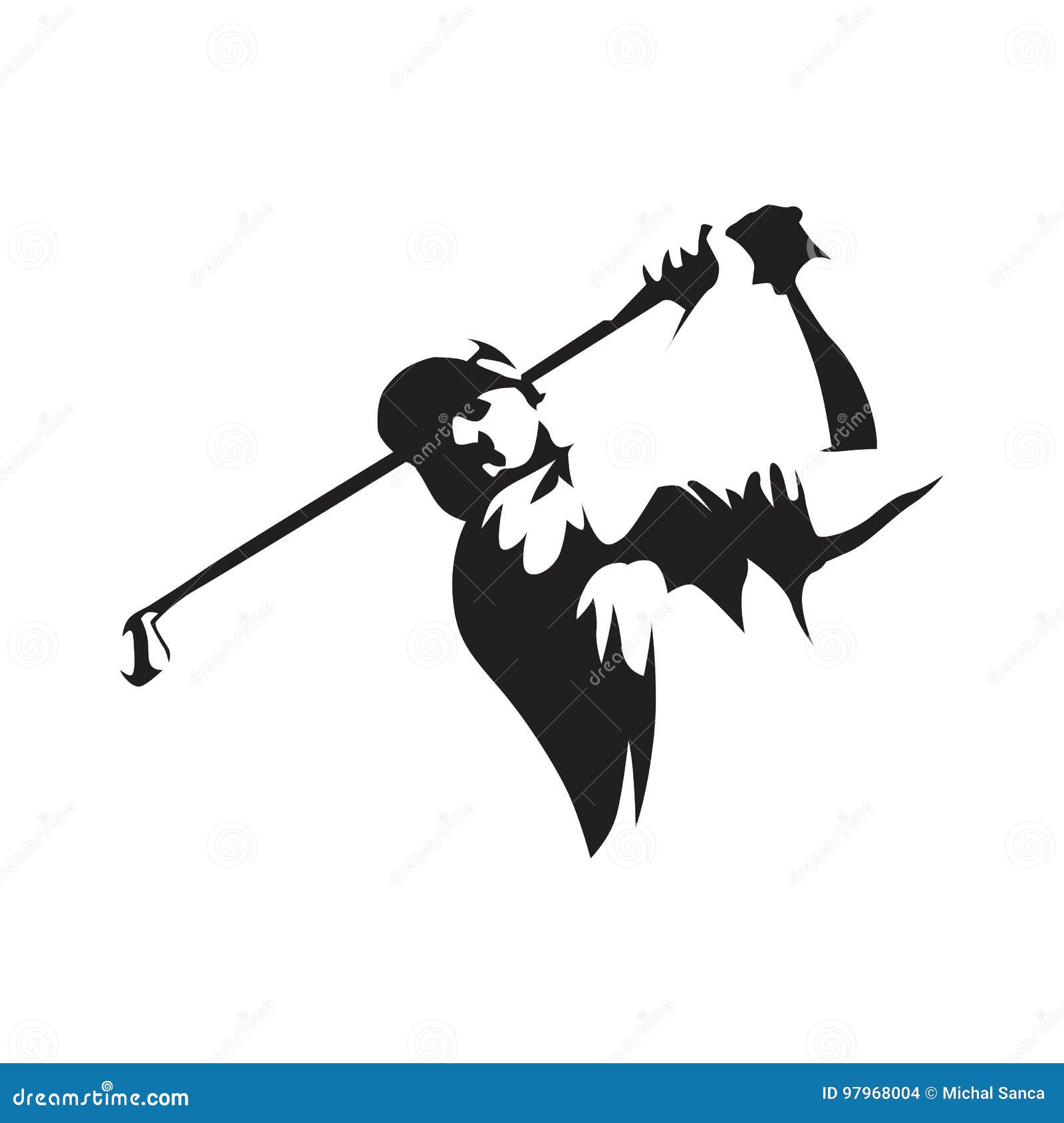 golfer abstract silhouette, front view. golf logo