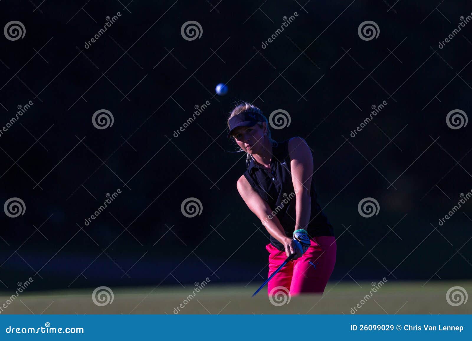 Girl Pro Golf Chip Ball Flight Editorial Stock Image Image of golf