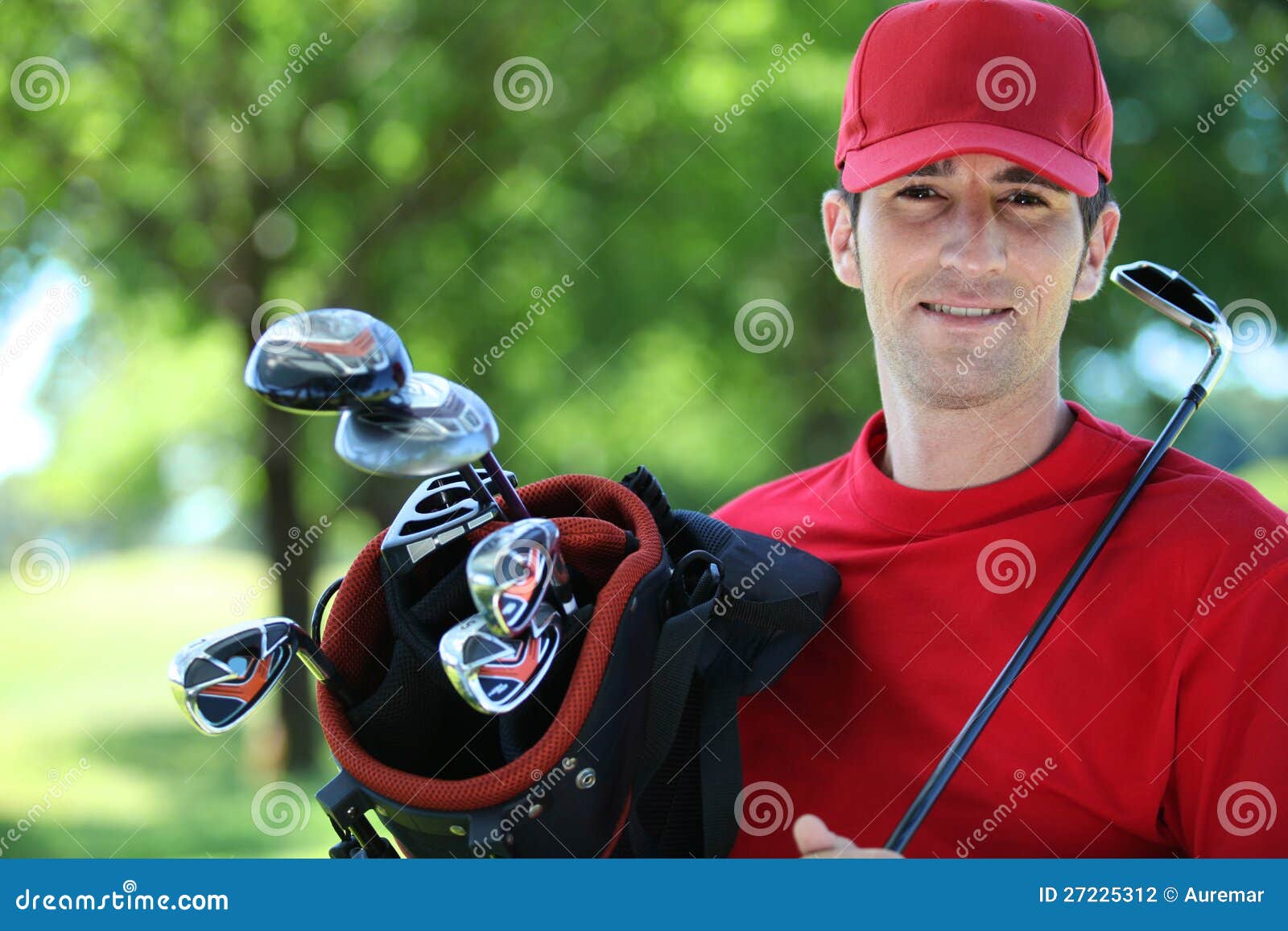 Golfer with Club on Shoulder. Stock Photo Image of golfer, recreation