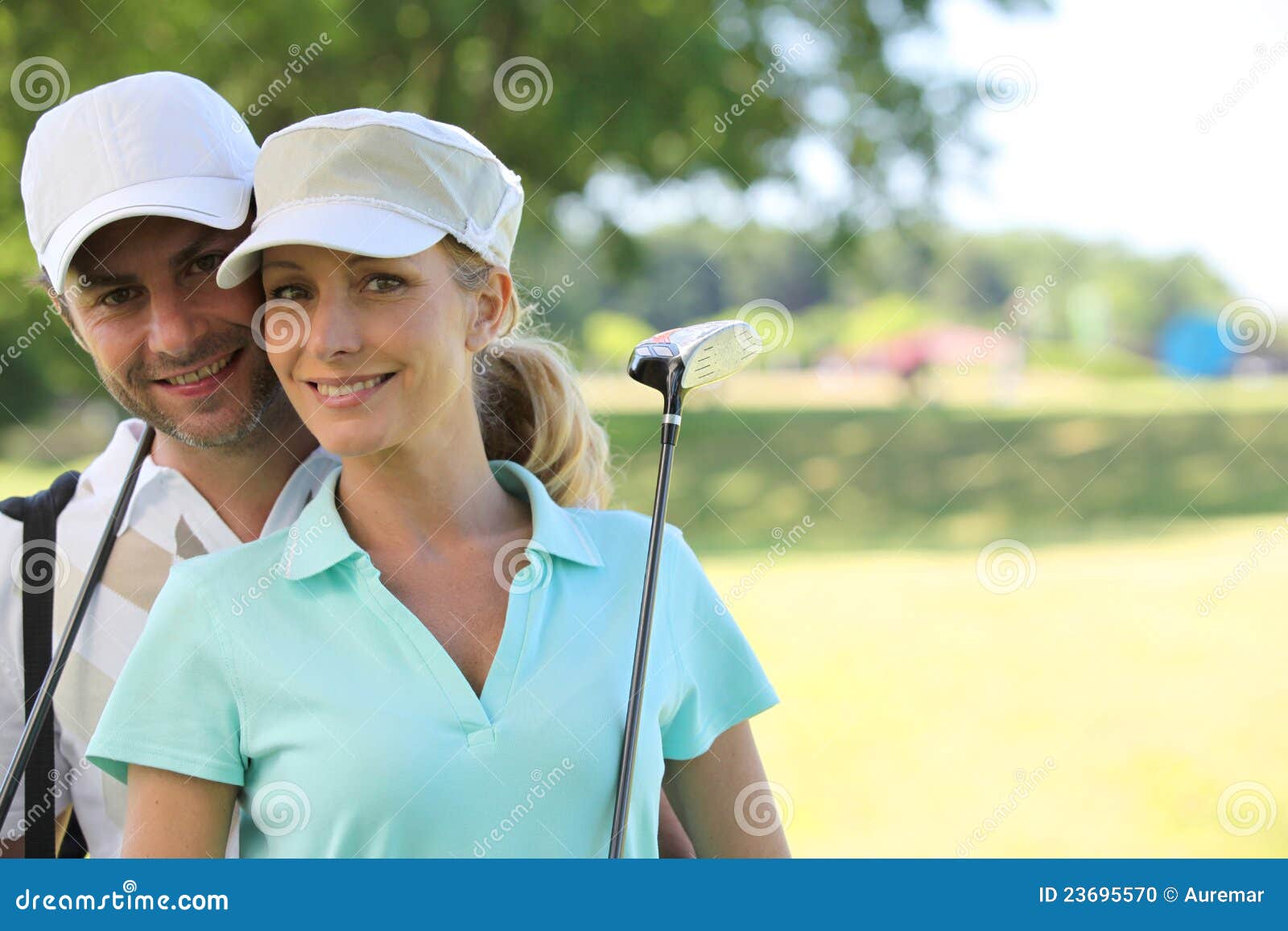 Golfer couple stock photo. Image of hobby, couple, partner 23695570
