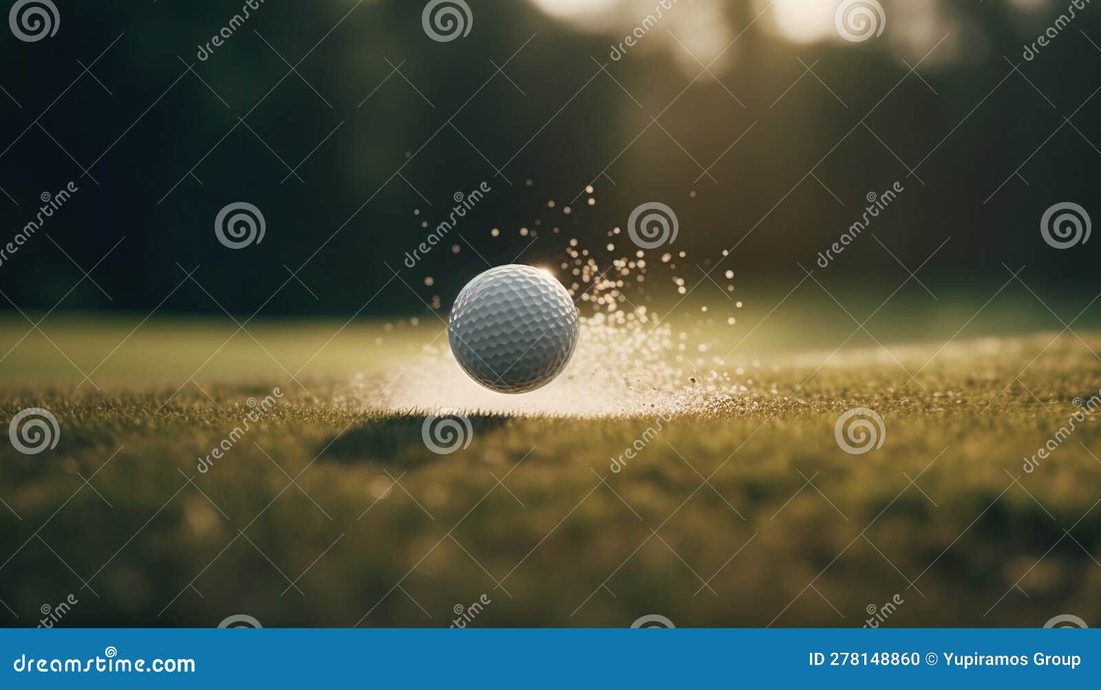 Golfer Hits Ball on Green Grass Course Generated by AI Stock