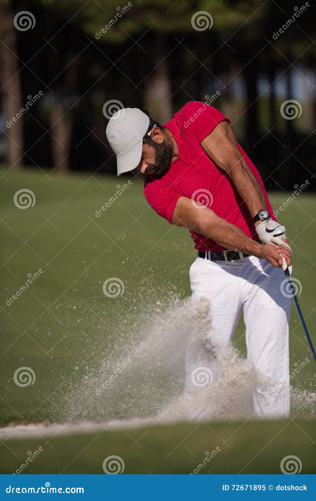 Golfer Hitting a Sand Bunker Shot Stock Image Image of fairway, male