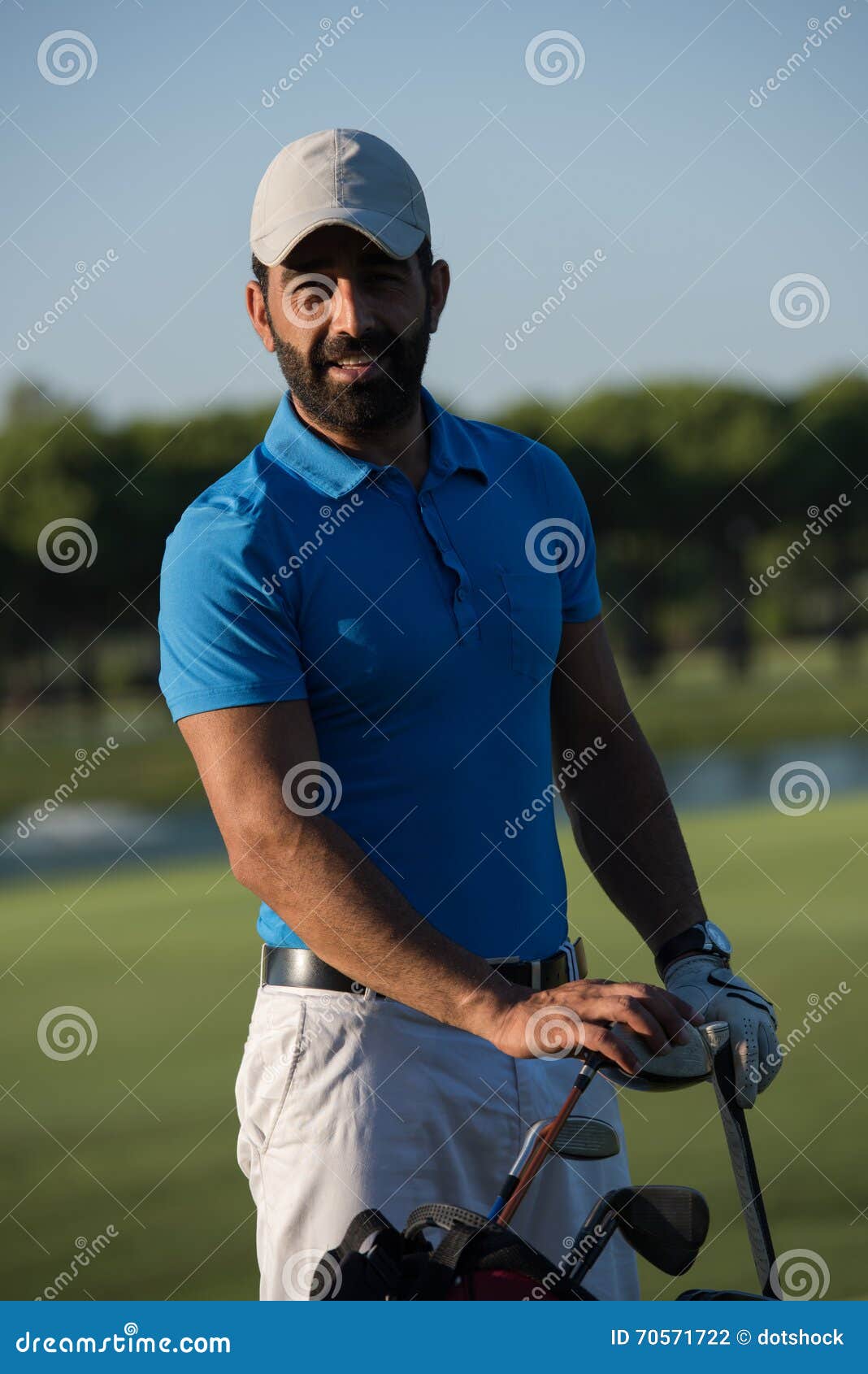 Golfer Portrait at Golf Course Stock Photo - Image of beard, player ...