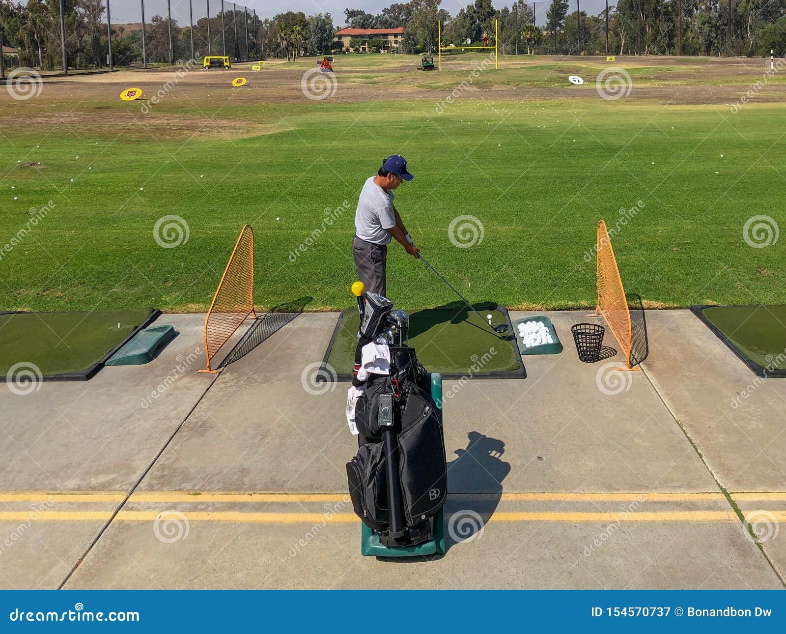 Golf Driving Range With Ballpicker Cart At Topgolf In Edison, NJ