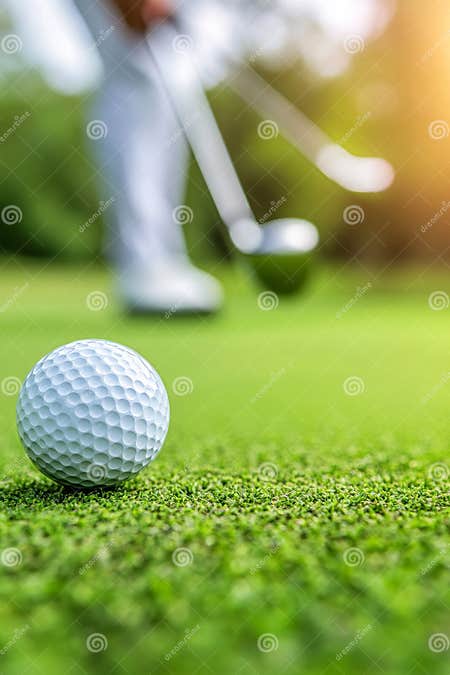 A Golfer Prepares To Take a Swing on a Sunny Day with a Focus on the A Golfer Prepares To Take a Swing on a Sunny Day with a Focus on the