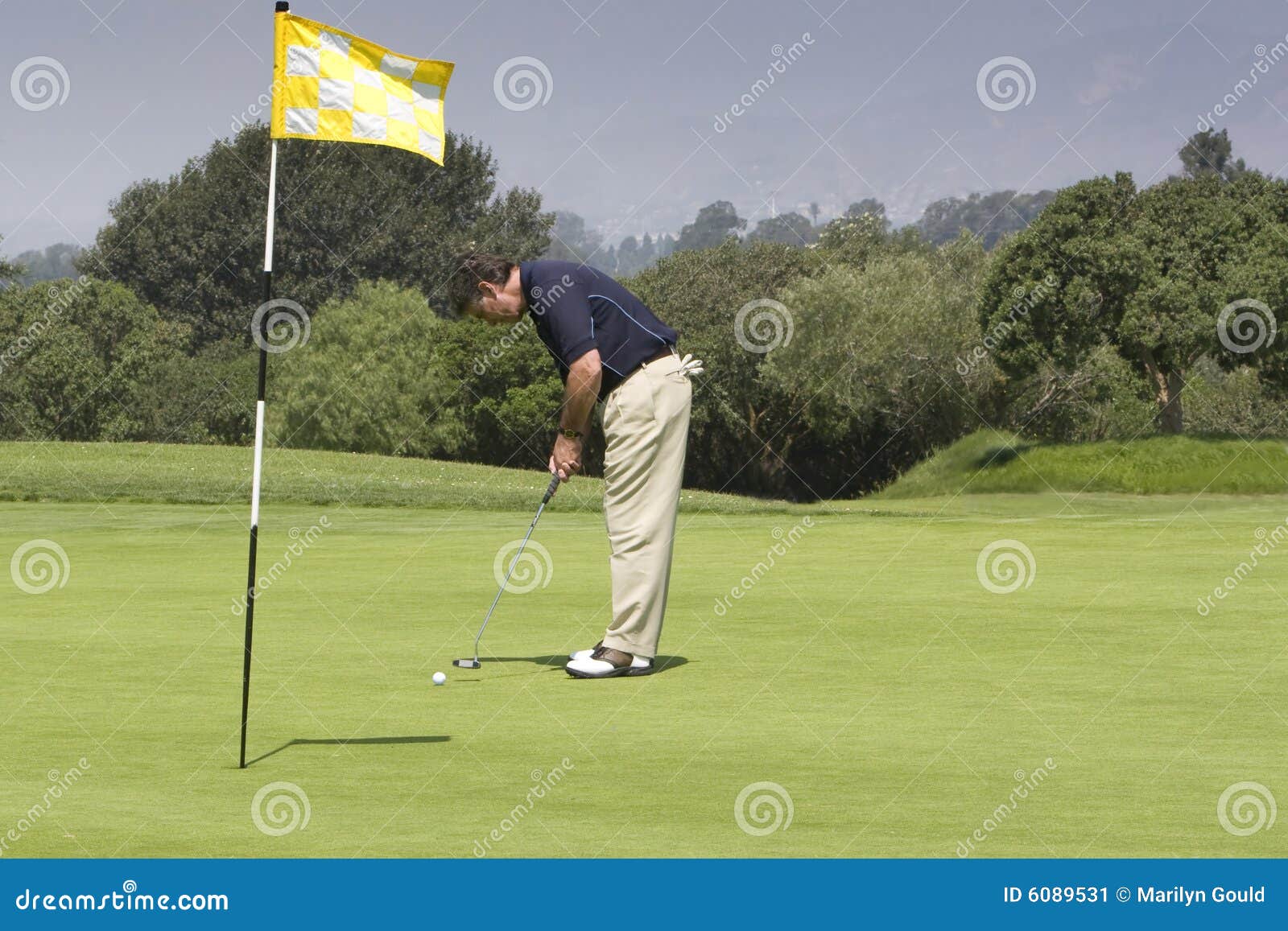 Golfer putting stock image. Image of resort, green, flag 6089531