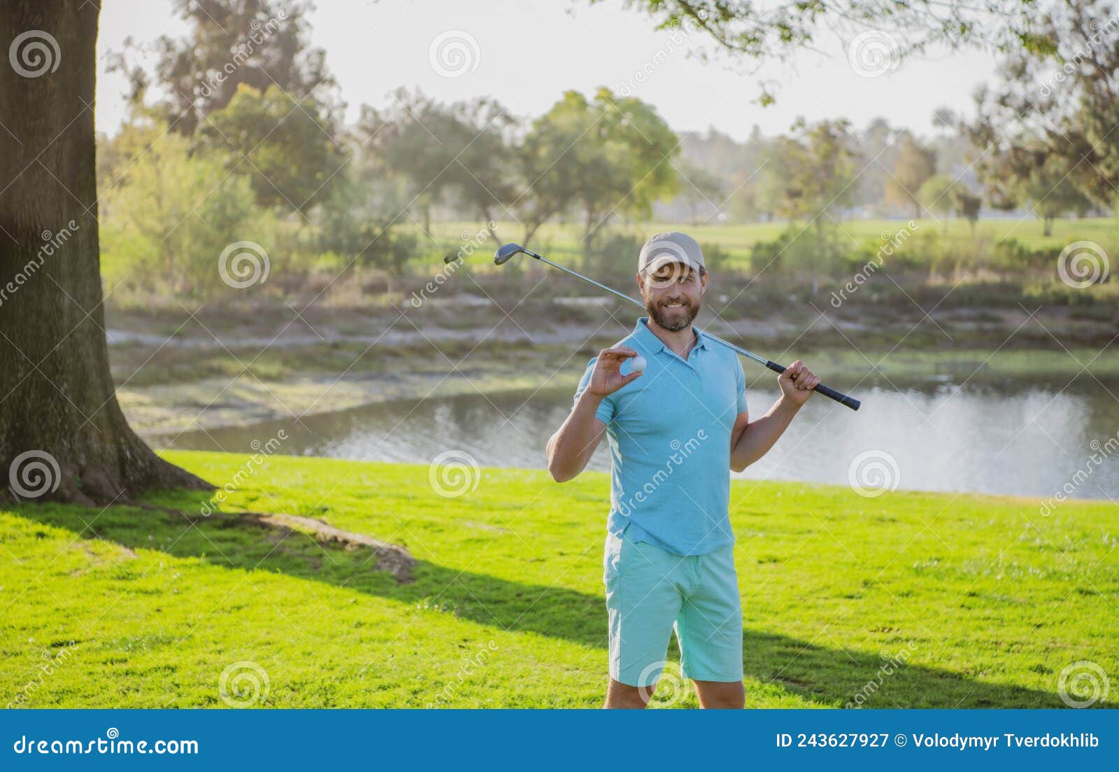 Golfer Putting Golf Ball on the Green Golf. Stock Image Image of