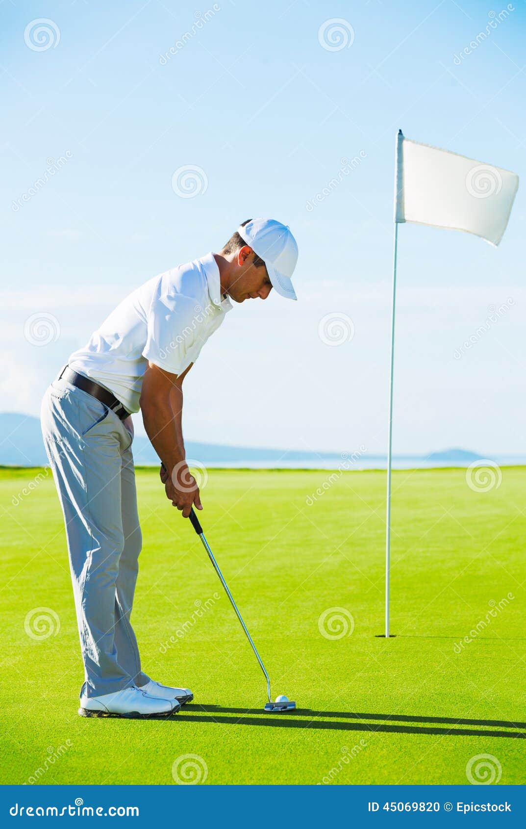 Golfer on Putting Green stock photo. Image of hobby, golf 45069820