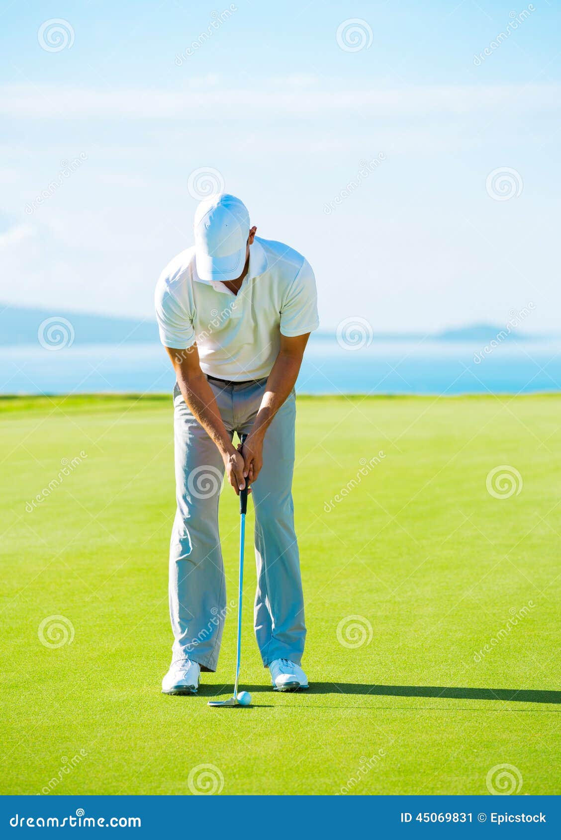 Golfer on Putting Green stock image. Image of adult, active 45069831