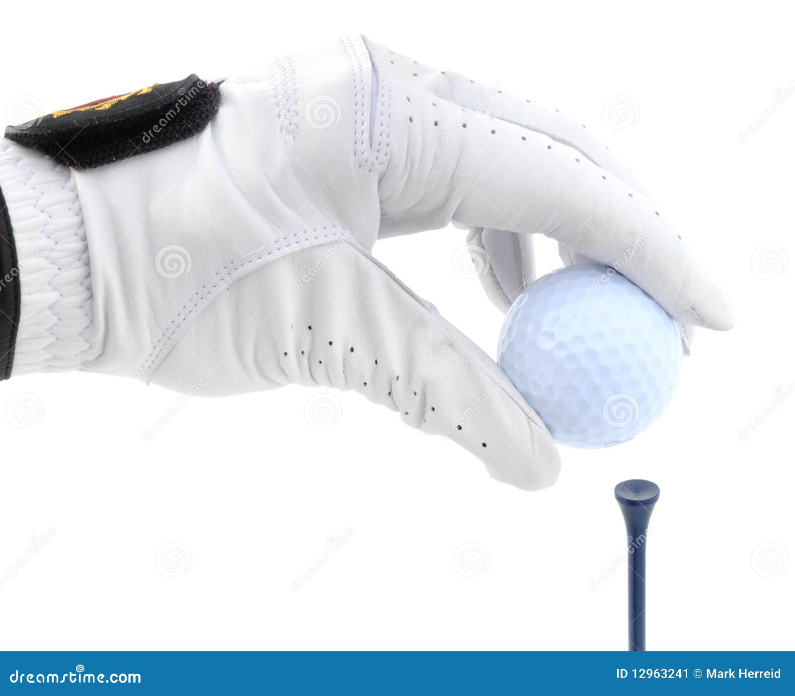 Golfer Teeing Up A Golf Ball Stock Image Image of blue, leisure 12963241