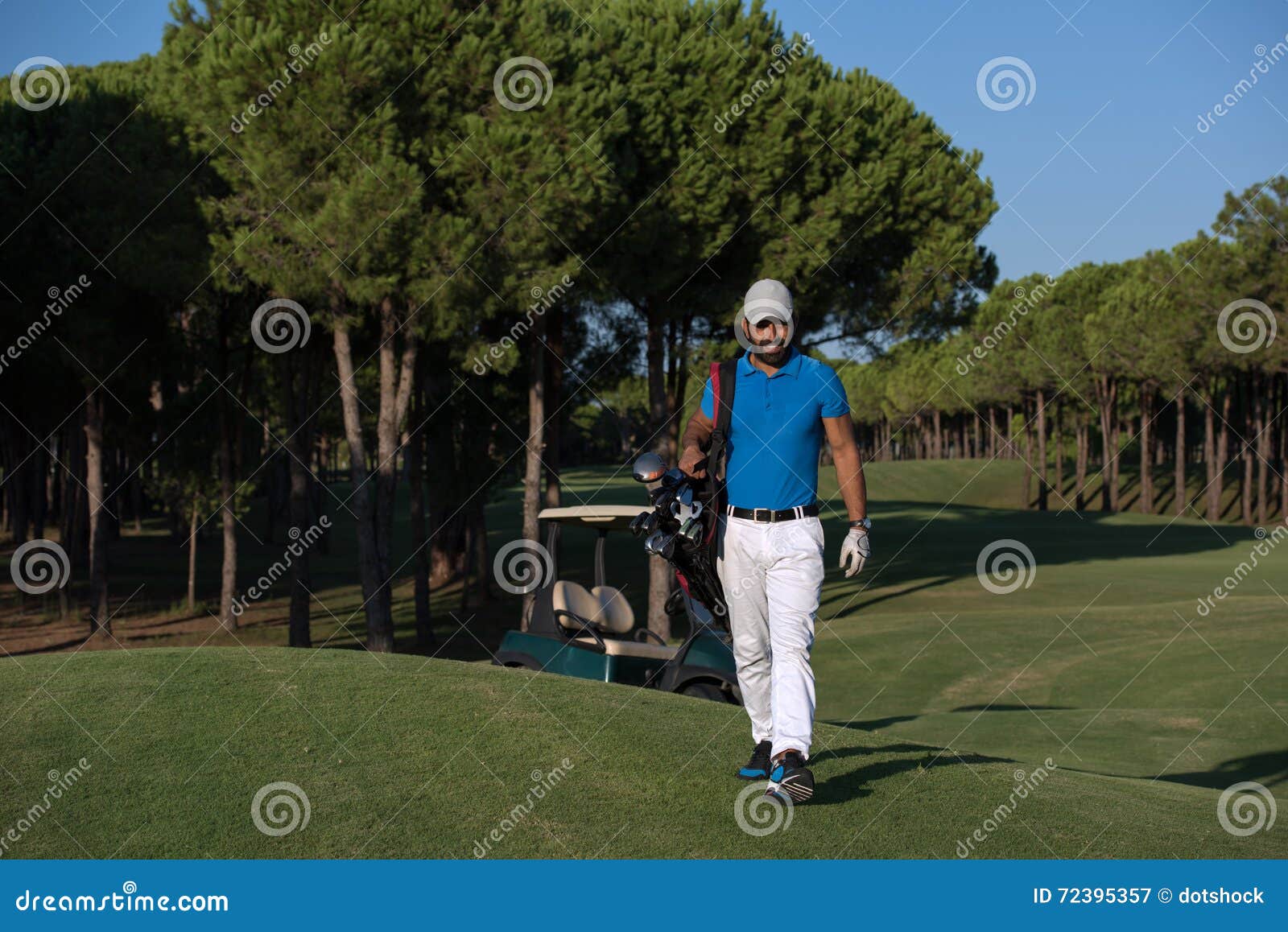Golfer Walking and Carrying Golf Bag Stock Image Image of ball, arab