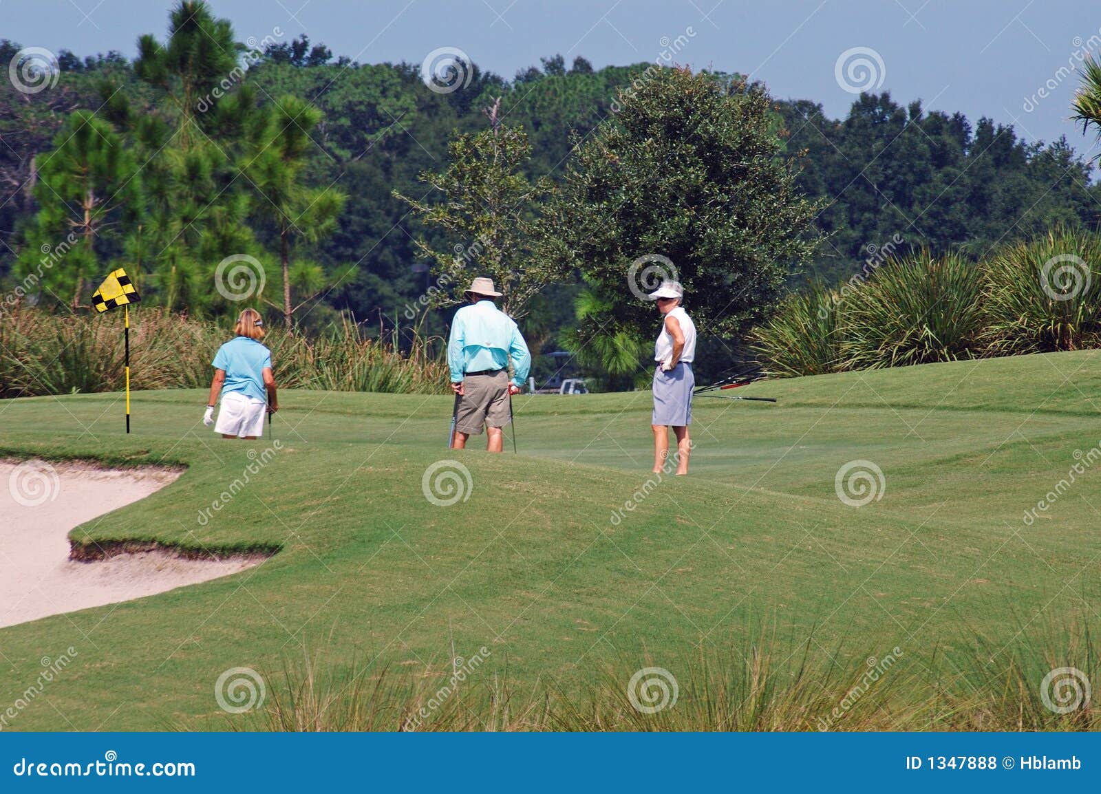Golfers on green stock photo. Image of trees, scenic, green 1347888