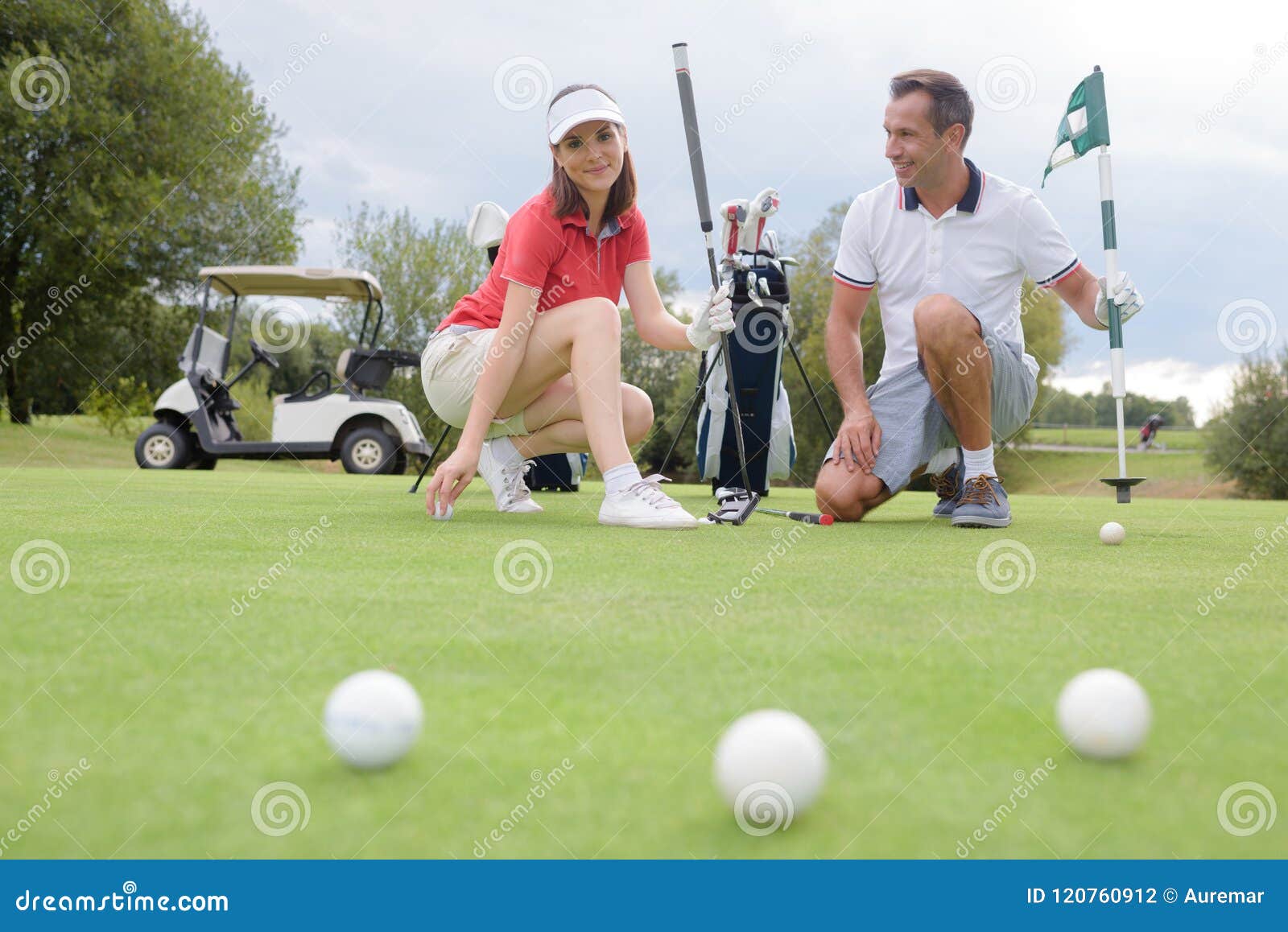 Golfers with three balls stock photo. Image of sportsmanship 120760912