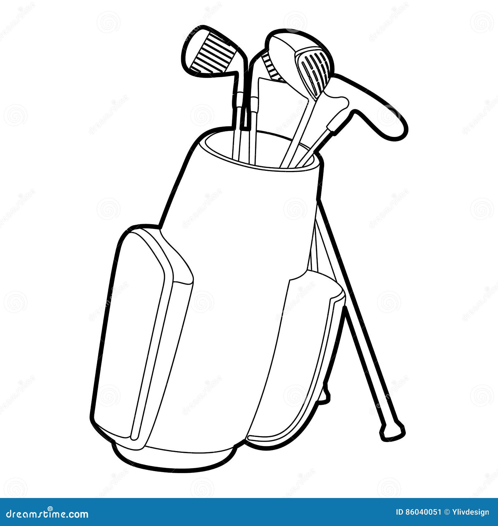 Golfing Bag Icon, Outline Style Stock Vector Illustration of