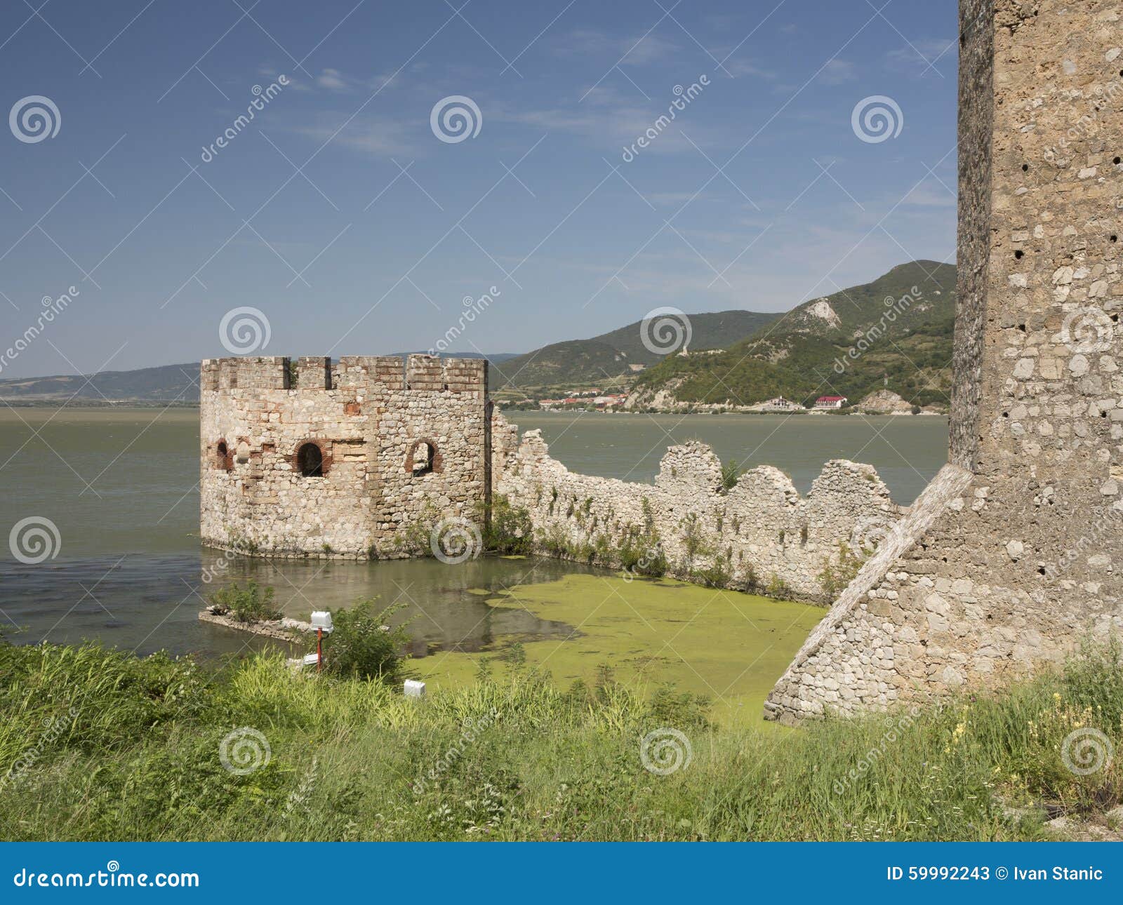 golubac fortress on danube river close to romanian and serbian b
