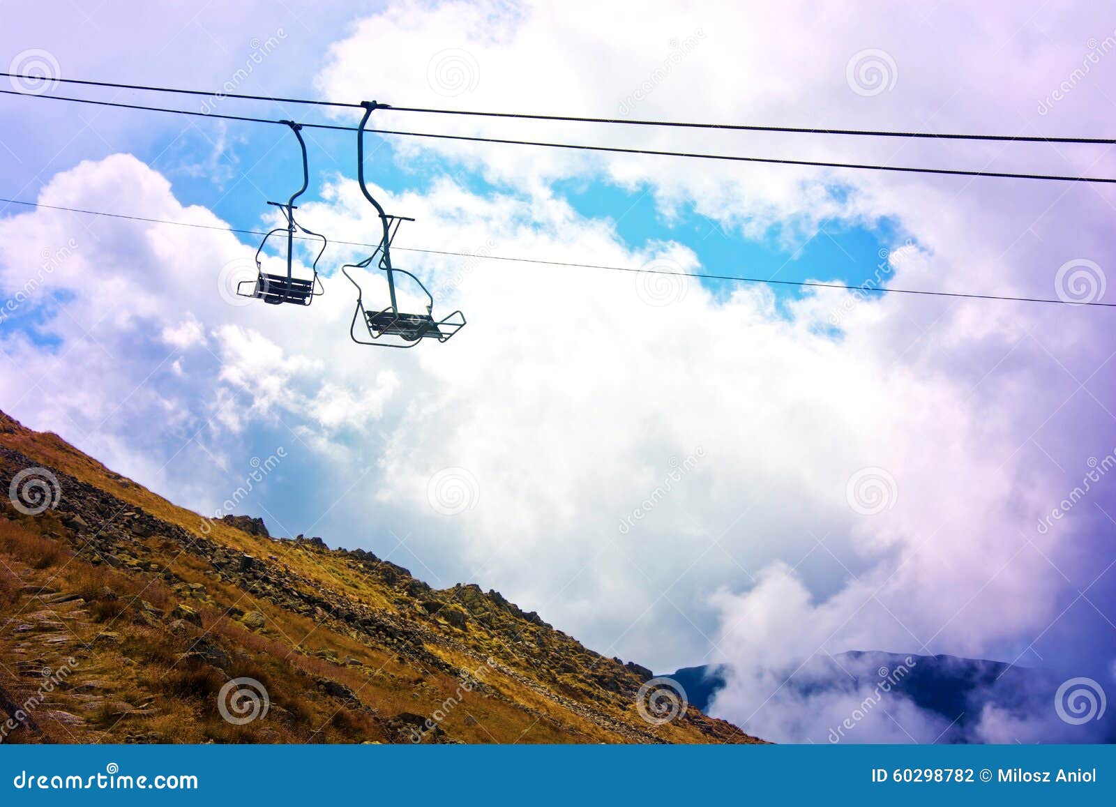 Gondola Cable Car in Mountains. Stock Photo Image of landscape, sport 60298782