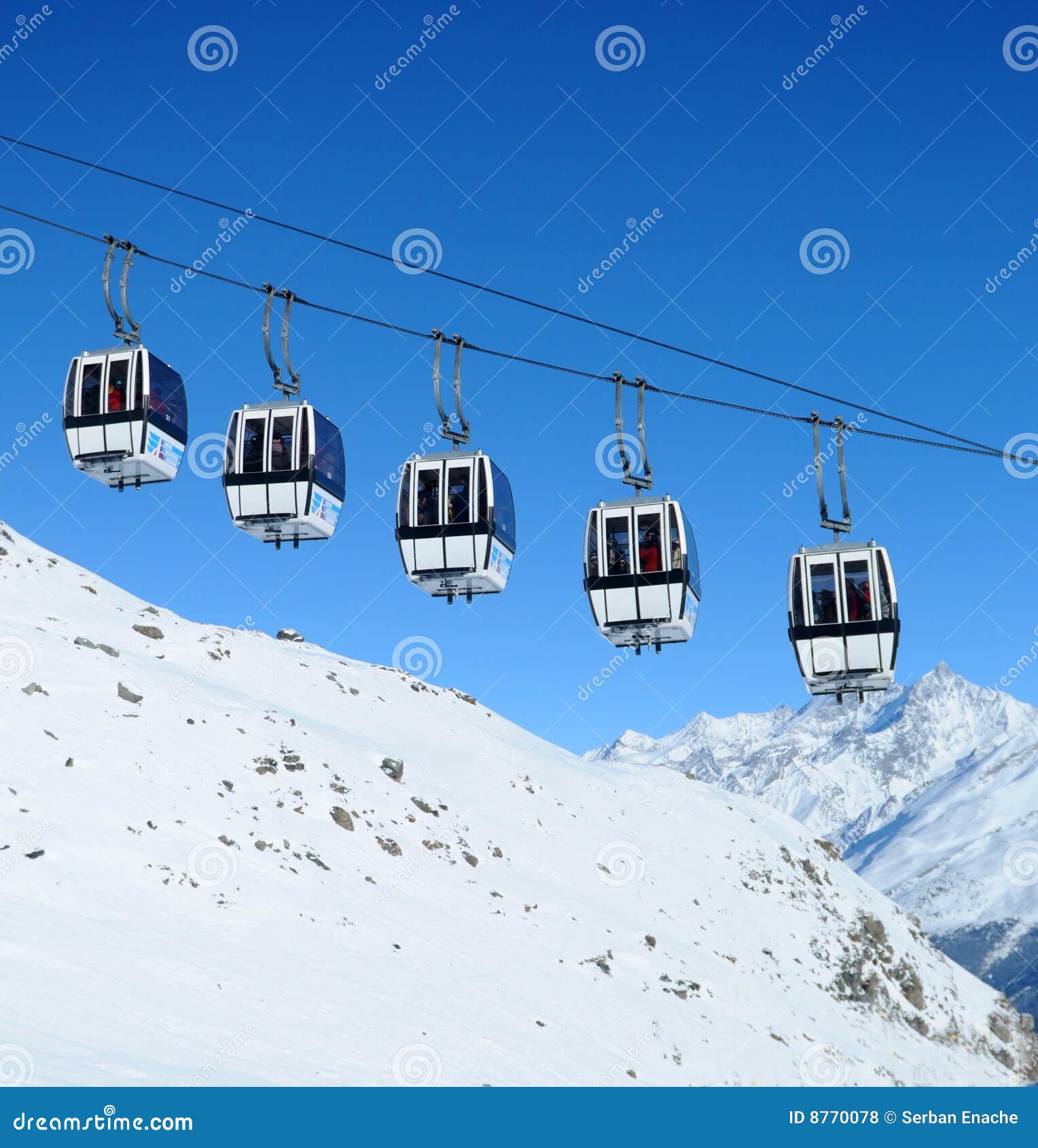 Gondola cars stock photo. Image of slope, mountainous 8770078