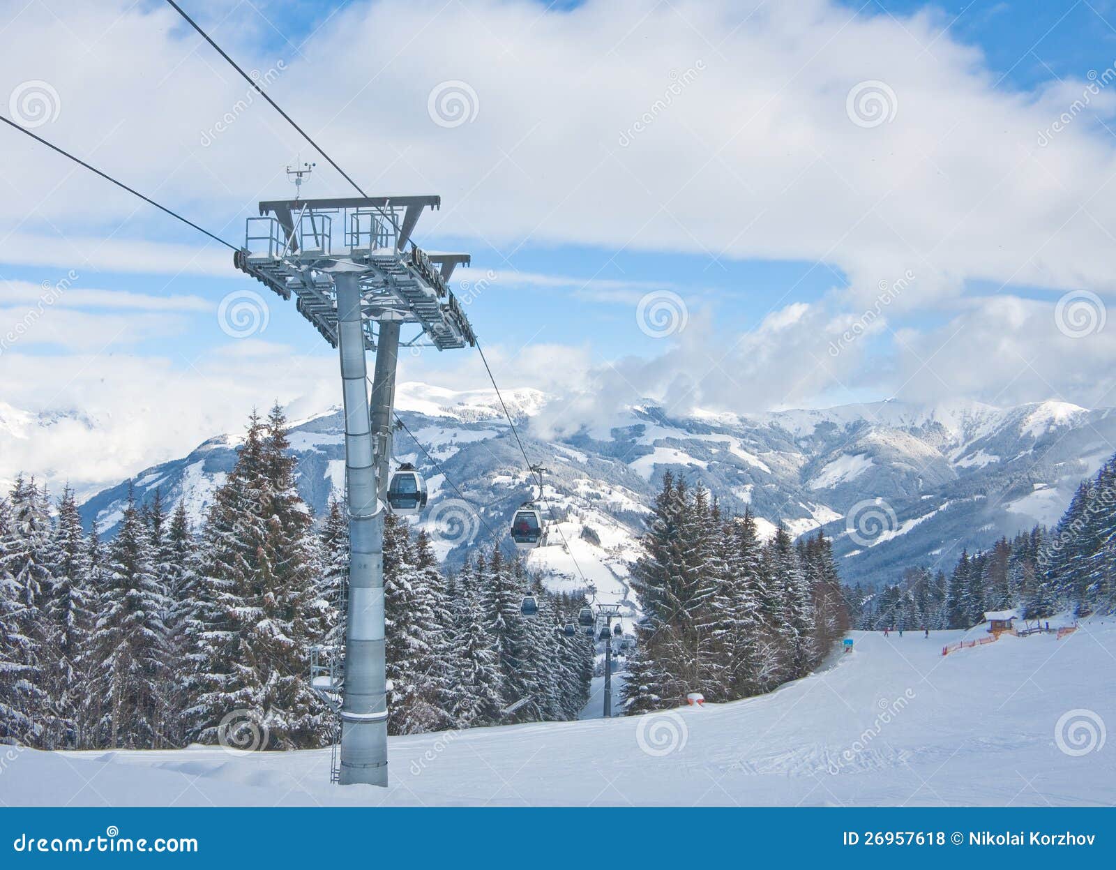 The gondola ski lift stock photo. Image of holiday, alps 26957618