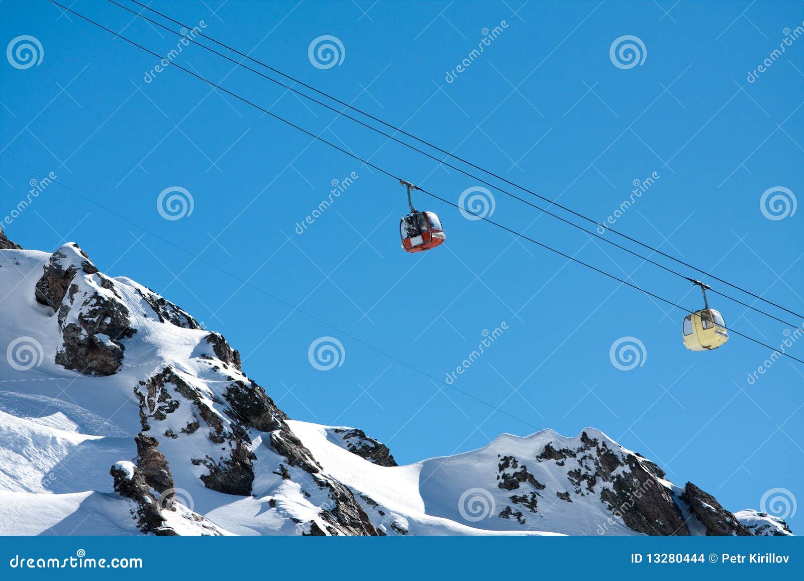 Gondola Ski Lift in High Mountains Stock Photo Image of vacation