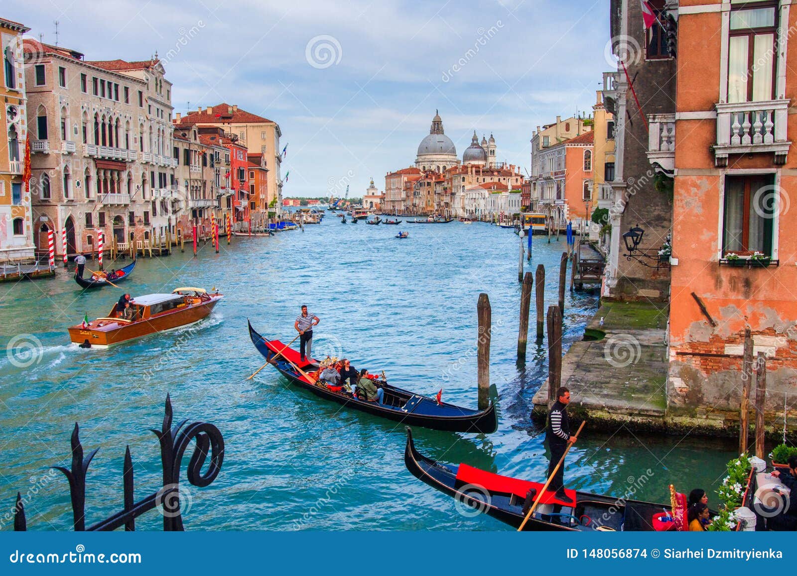 Gondolas And Boats In Grand Canal Of Venice Italy Venezia City Landscape Editorial Stock Image Image Of Blue Vaporetto