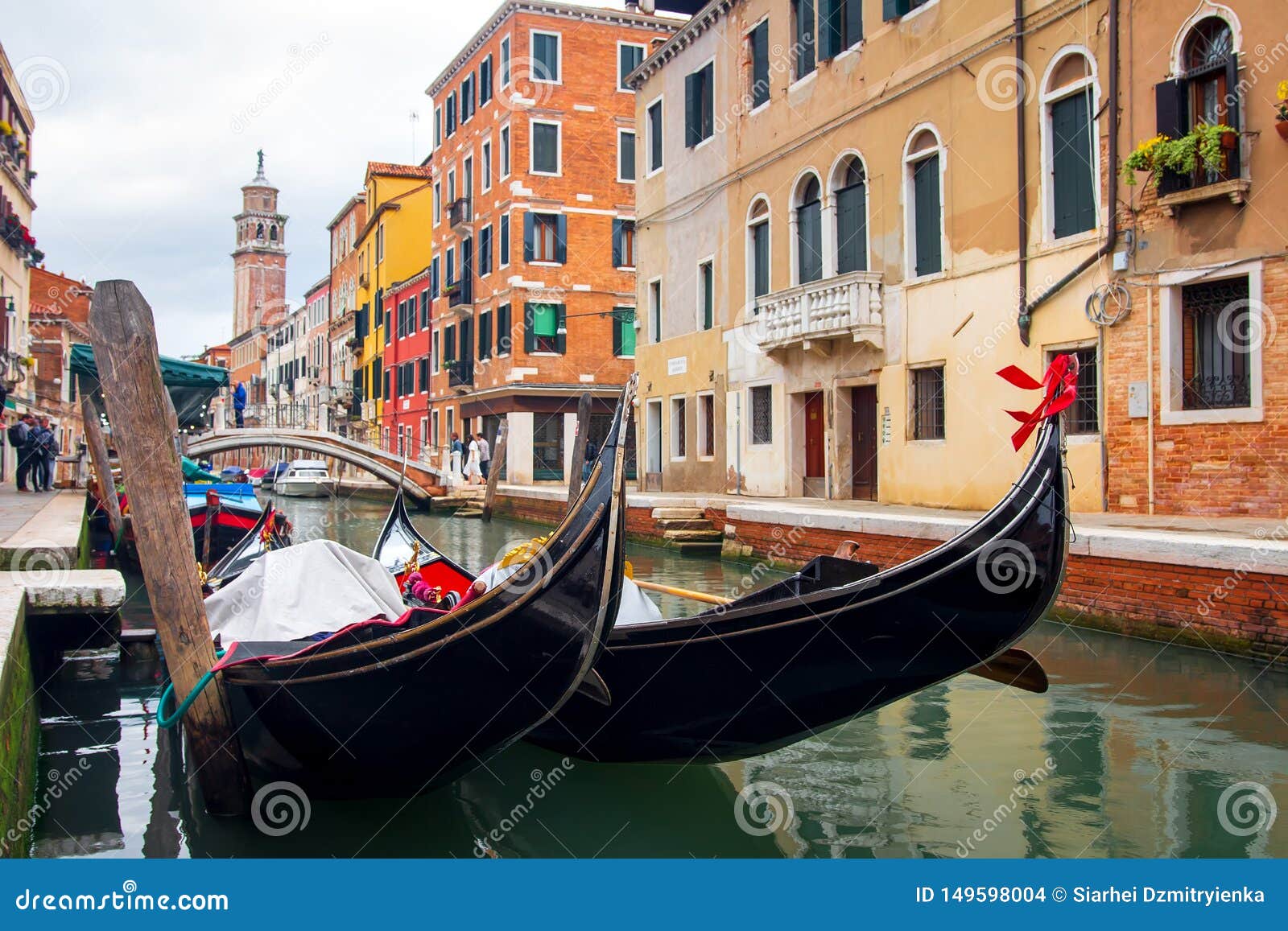 Gondolas In Venice Canal Venetian Traditional Gondola