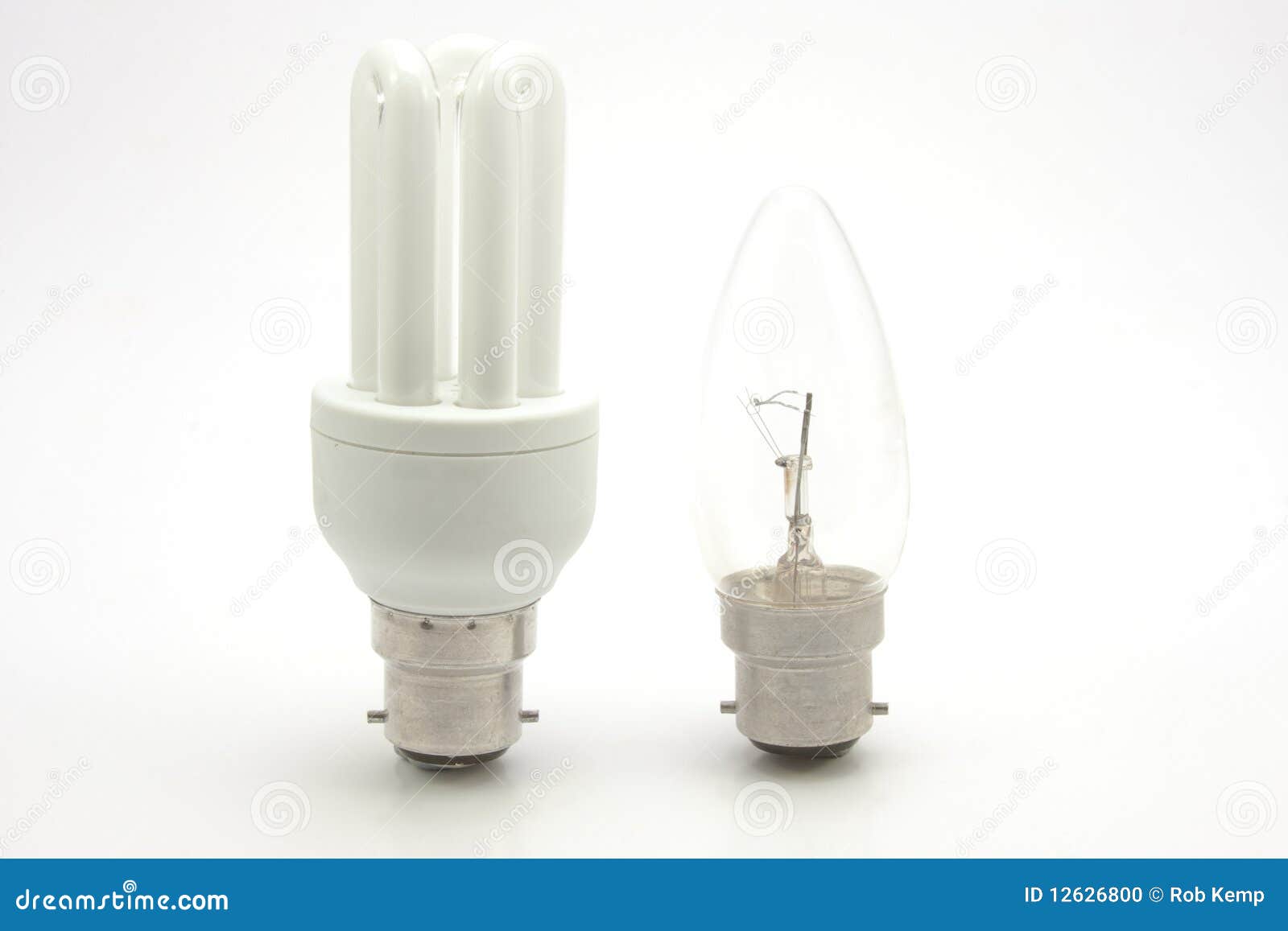 Good and Bad Light Bulbs stock photo. Image of comparison 12626800
