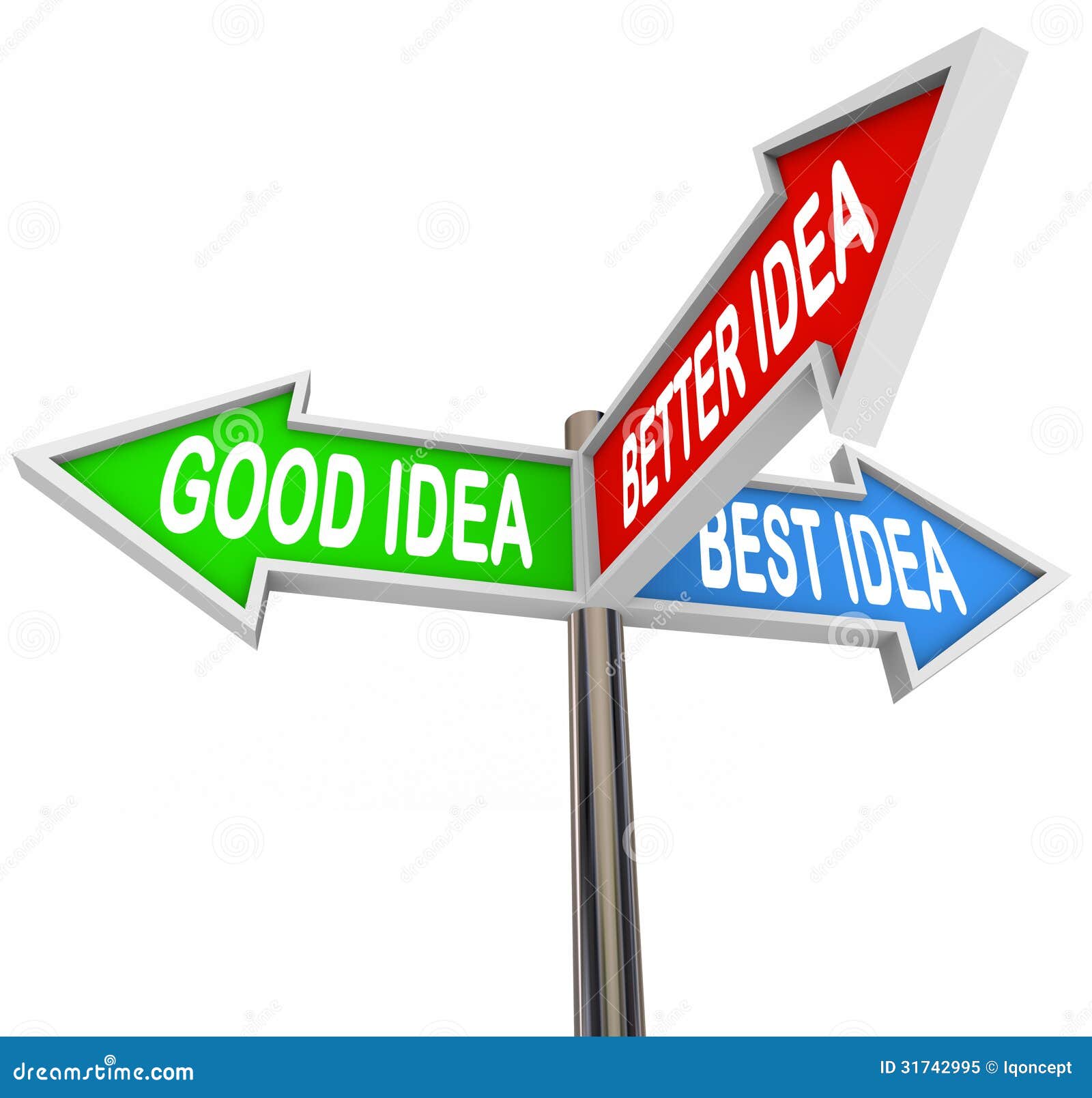 Good Better Best 3 Road SIgns Arrows Choose Direction Stock