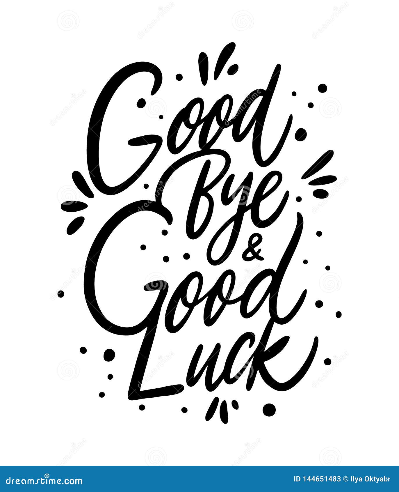Good Bye and Good Luck. Hand Drawn Vector Lettering. Isolated on In Good Luck Banner Template