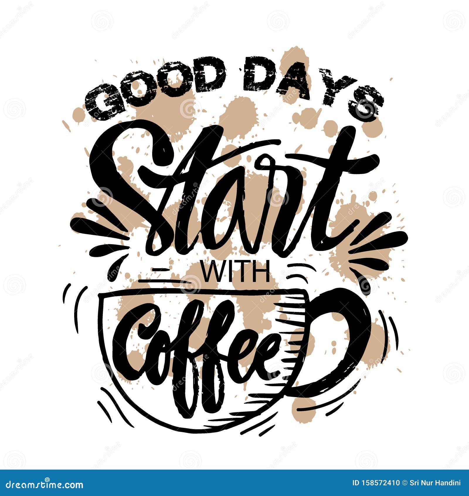 Good Days Start with Coffee. Stock Vector - Illustration of doodle ...