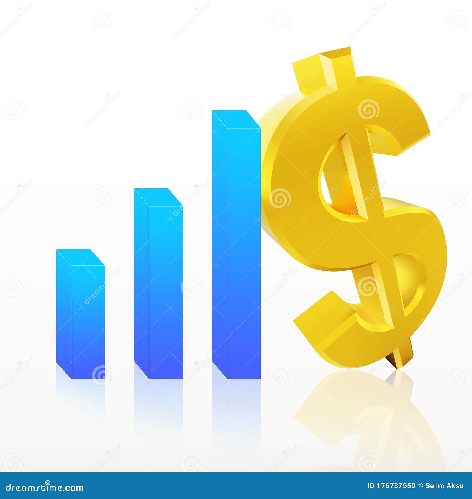 Economic Growth Chart and a Gold Dollar Sign. Stock Illustration