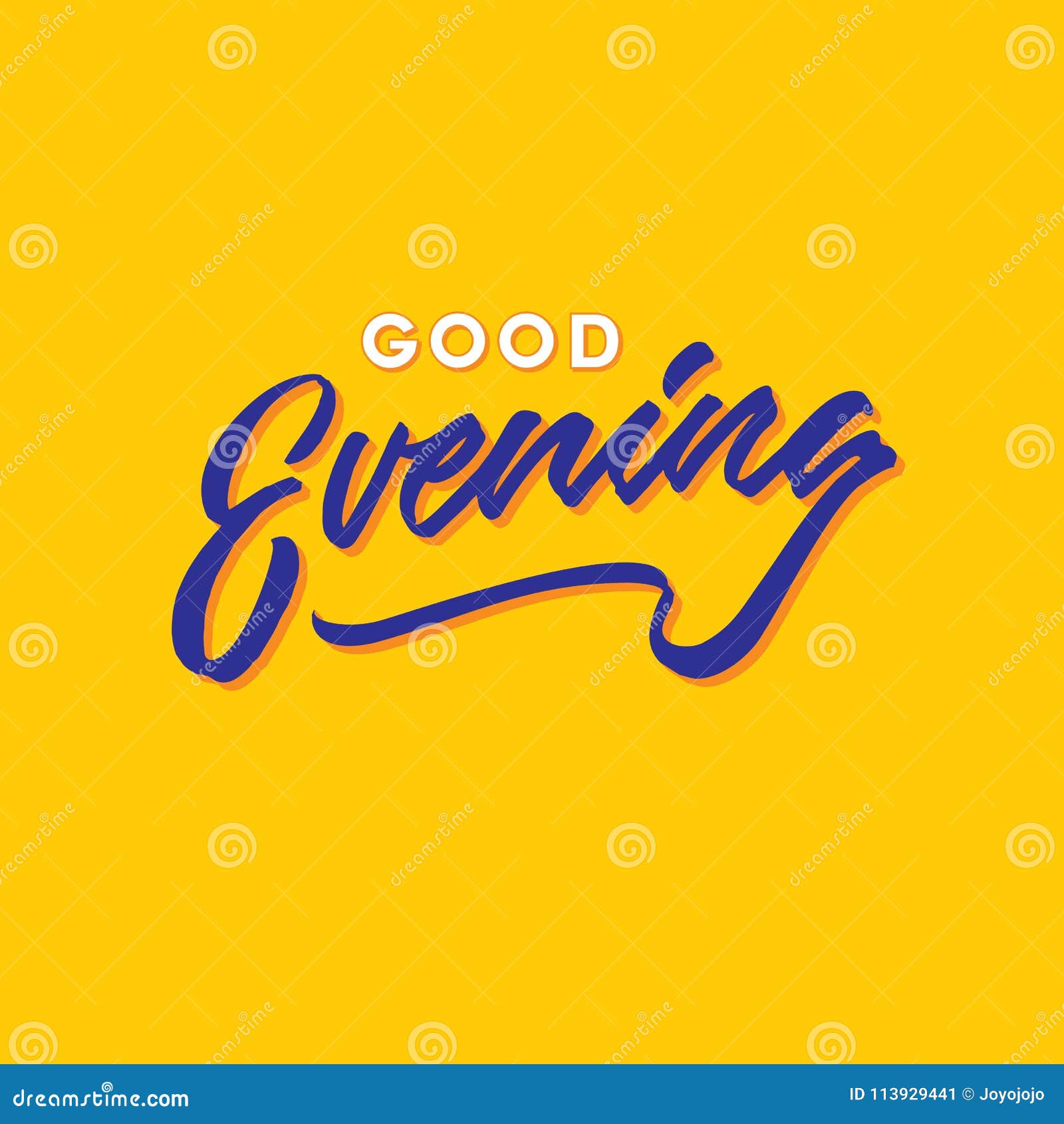 Good Evening Hand Lettering Typography Greeting Card Poster Stock ...
