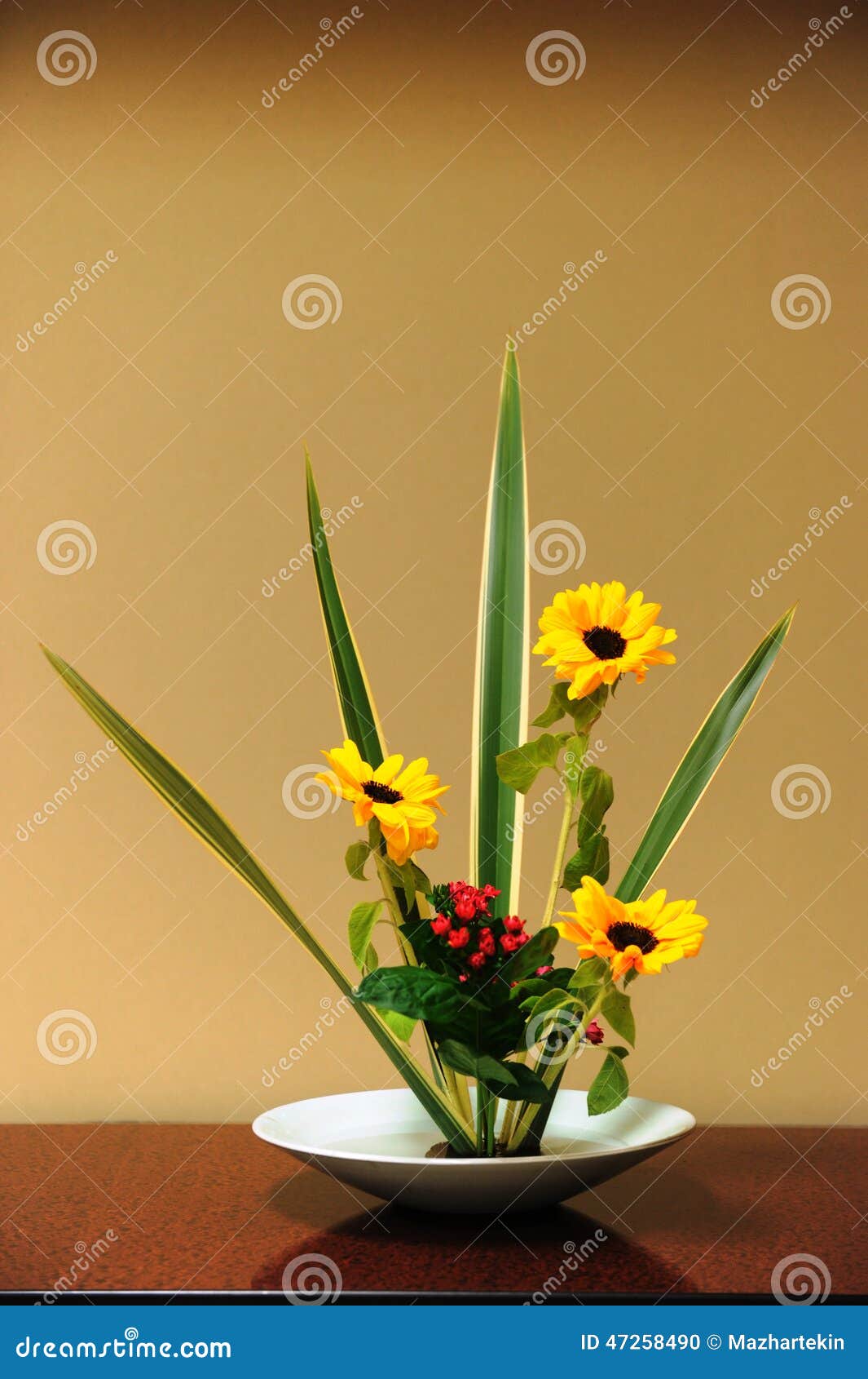 A Good Example from the Japanese Art of Flower Arrangement Stock Photo