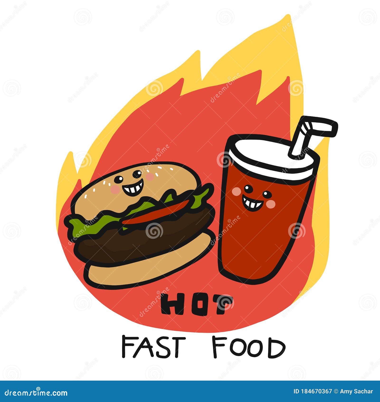 Hot Fast Food Hamburger and Soda Drink on Fire Logo Cartoon Illustration Stock Vector - Illustration of drink, bread: 184670367 Hot Fast Food Hamburger and Soda Drink on Fire Logo Cartoon Illustration Stock Vector - Illustration of drink, bread: 184670367