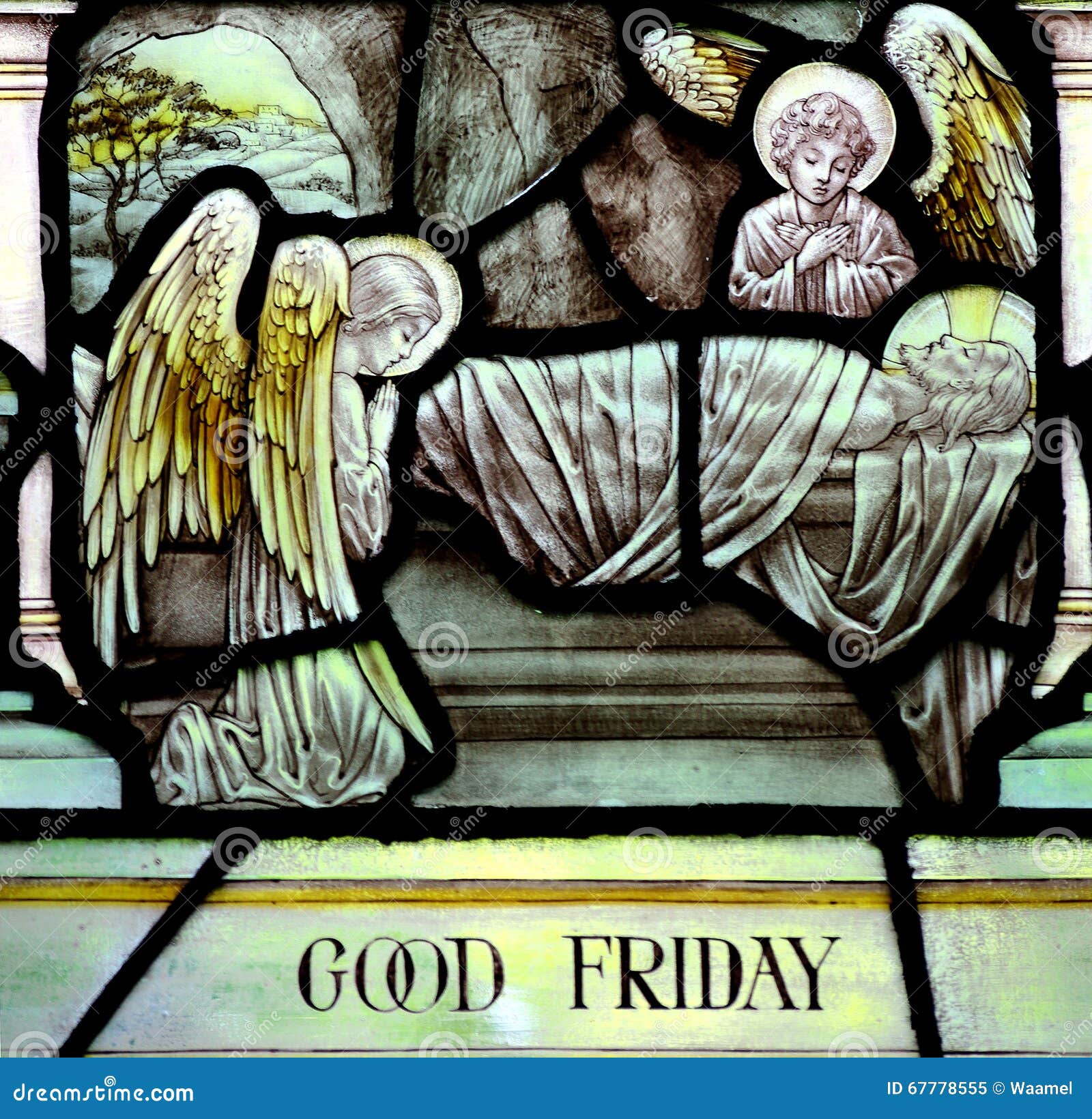 good friday in stained glass (jesus christ crucified)