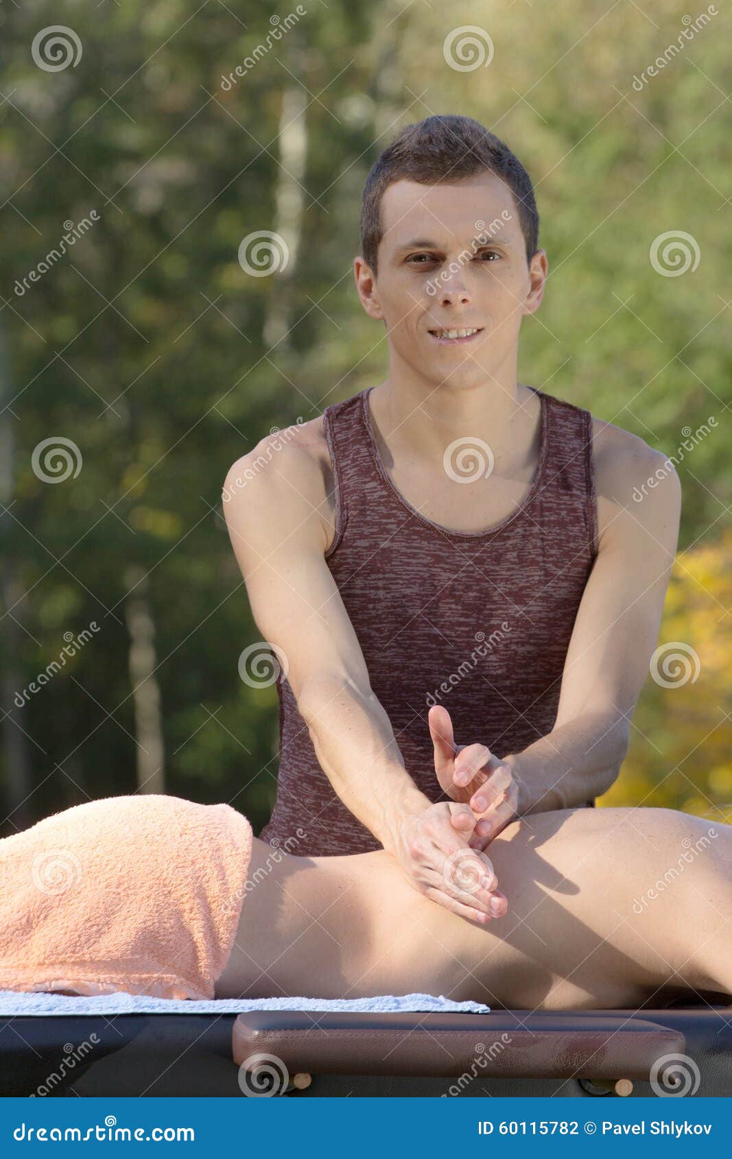 A Goodlooking Man Doing a Back Massage Stock Photo Image of massage