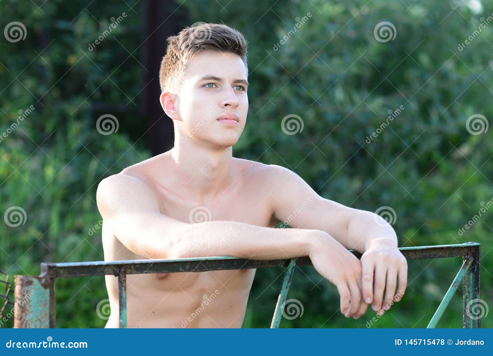 Good Looking Shirtless Fitnes Male Model Relaxing Stock Photo - Image ...