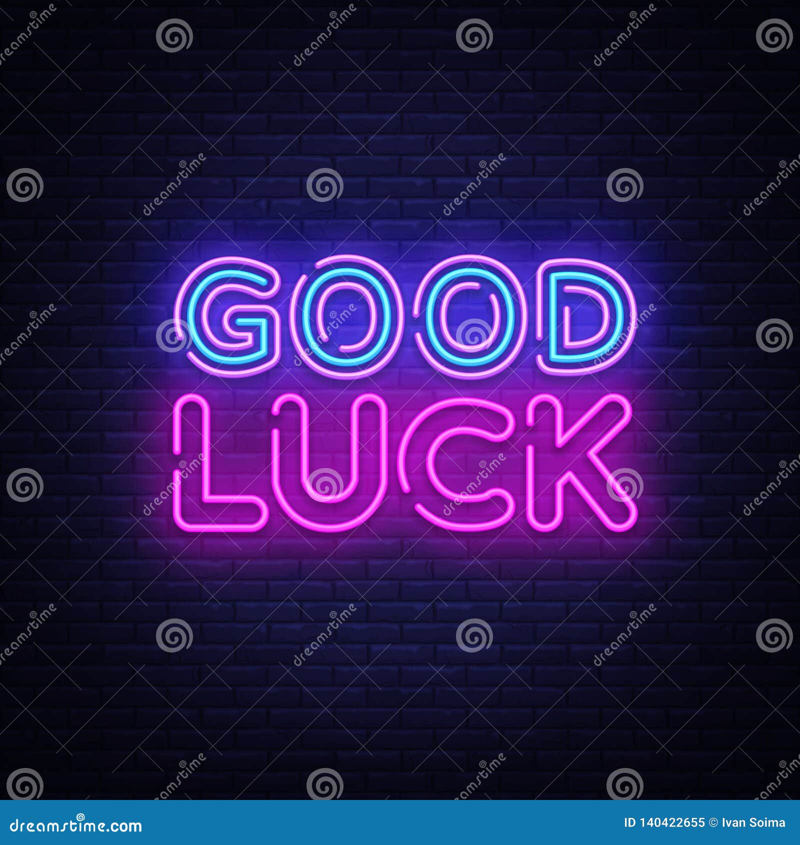 Good Luck Neon Sign Vector. Good Luck Design Template Neon Sign In Good Luck Banner Template