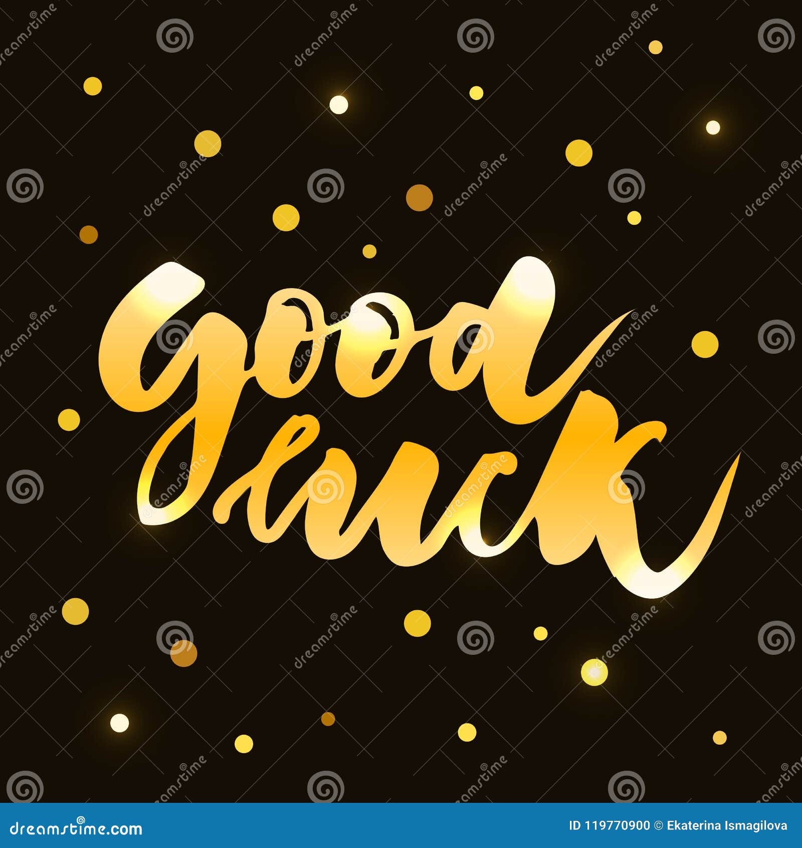 Good Luck Text Lettering Calligraphy Phrase Black Gold Stock ...