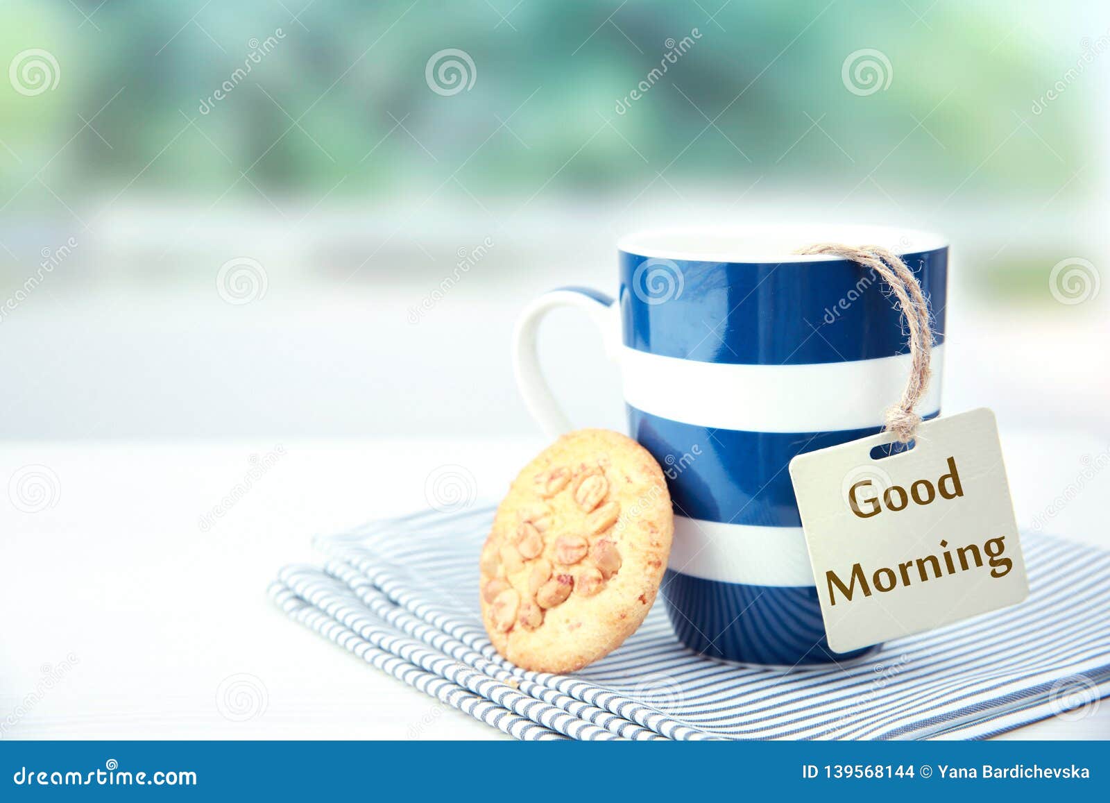 Good Morning Breakfast Concept.Mug with Cookie Stock Photo - Image ...